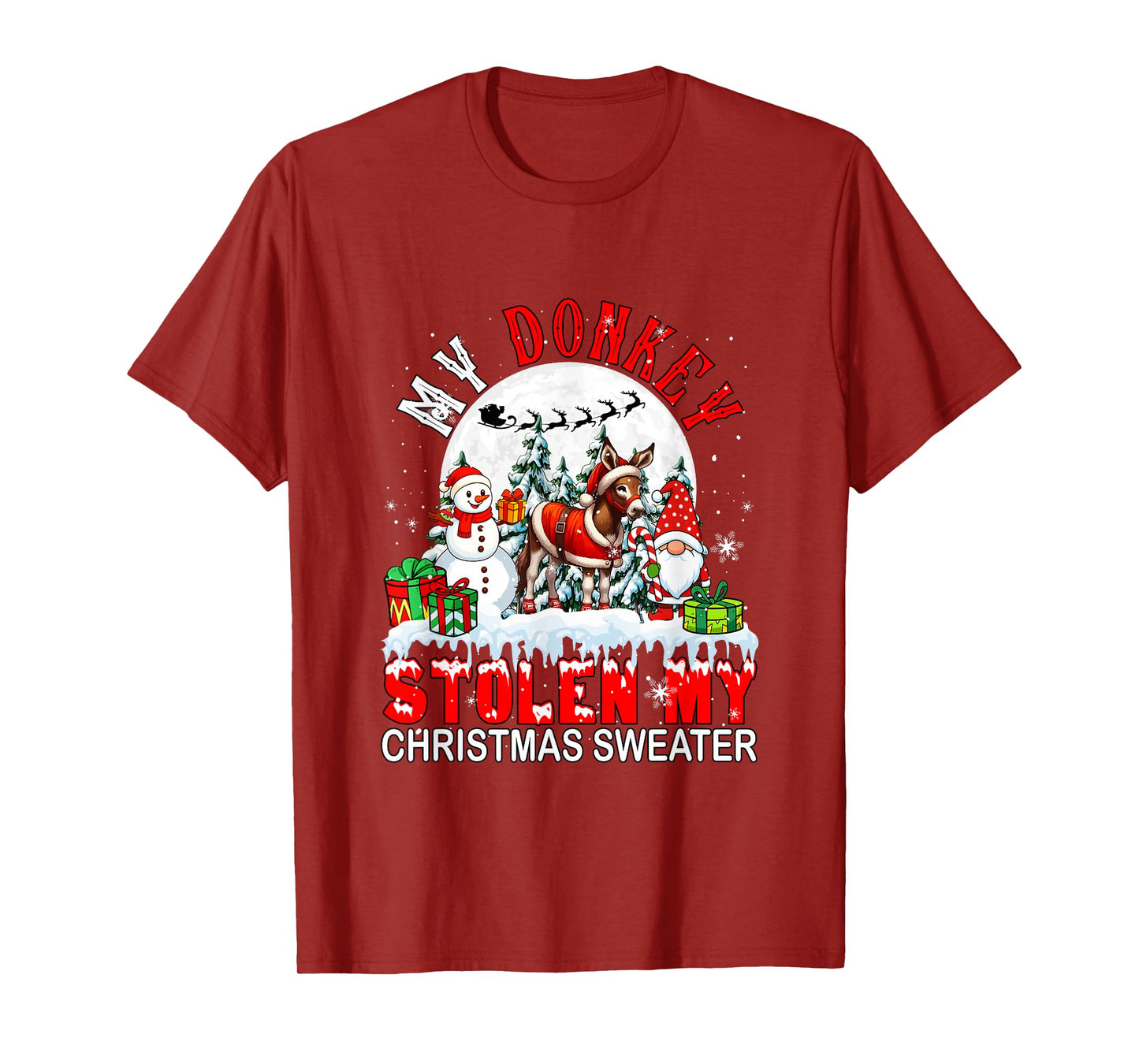 My Donkey Stolen My Christmas Sweater Santa Dog Owner T-Shirt
