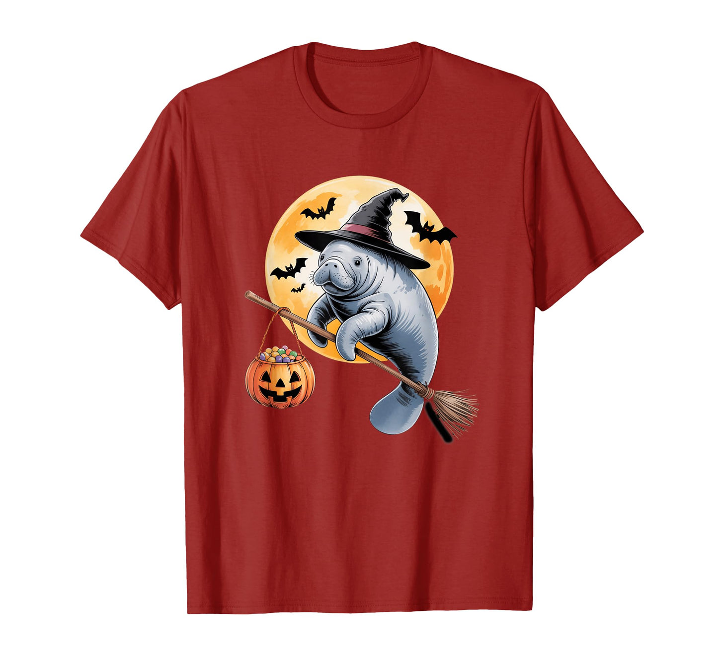 Manatee Witch Hat Pumpkin Halloween Costume Men Women Kids T-Shirt