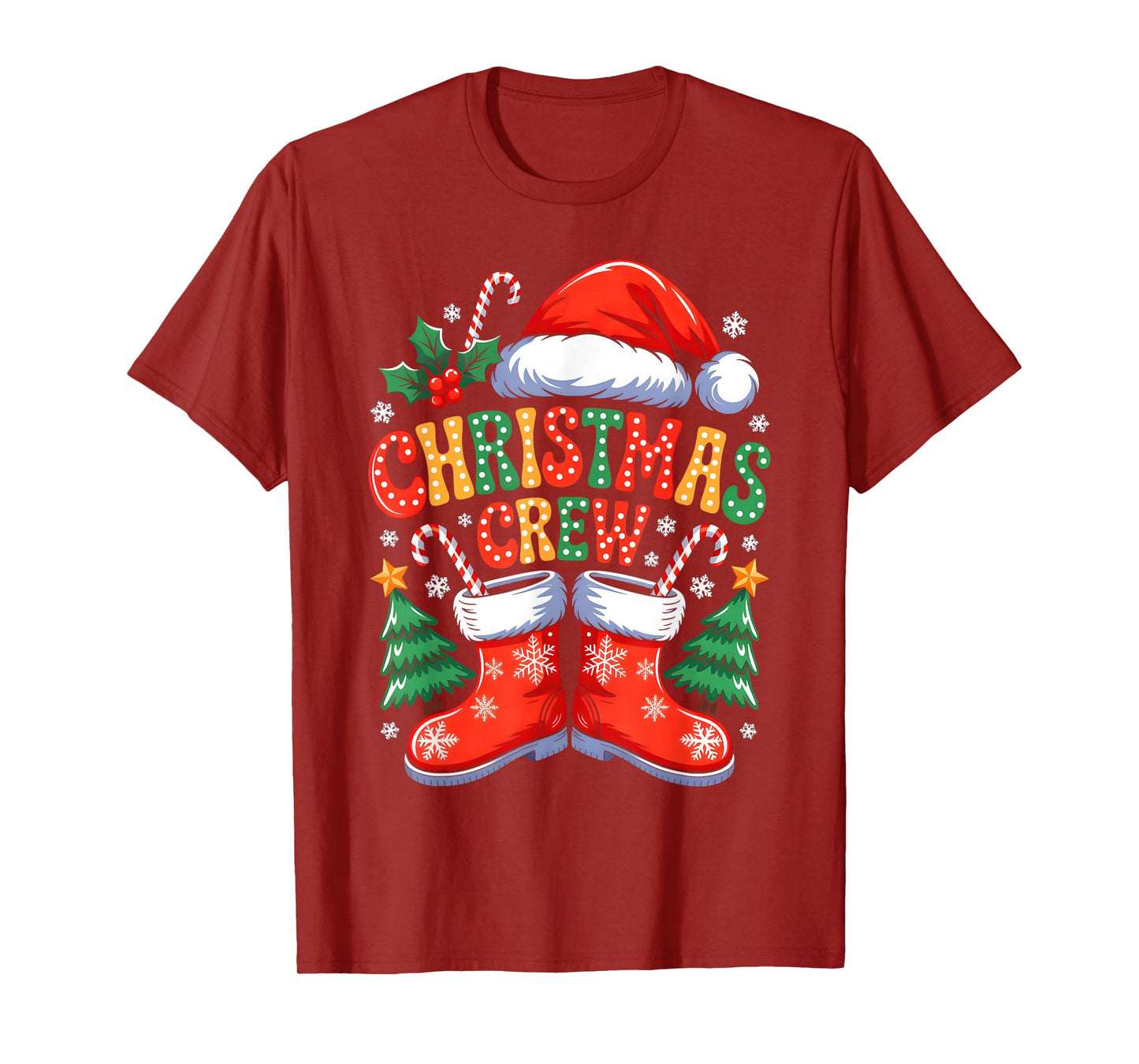 Funny Christmas Crew Xmas Squad Santa Family Pajamas Groovy T-Shirt