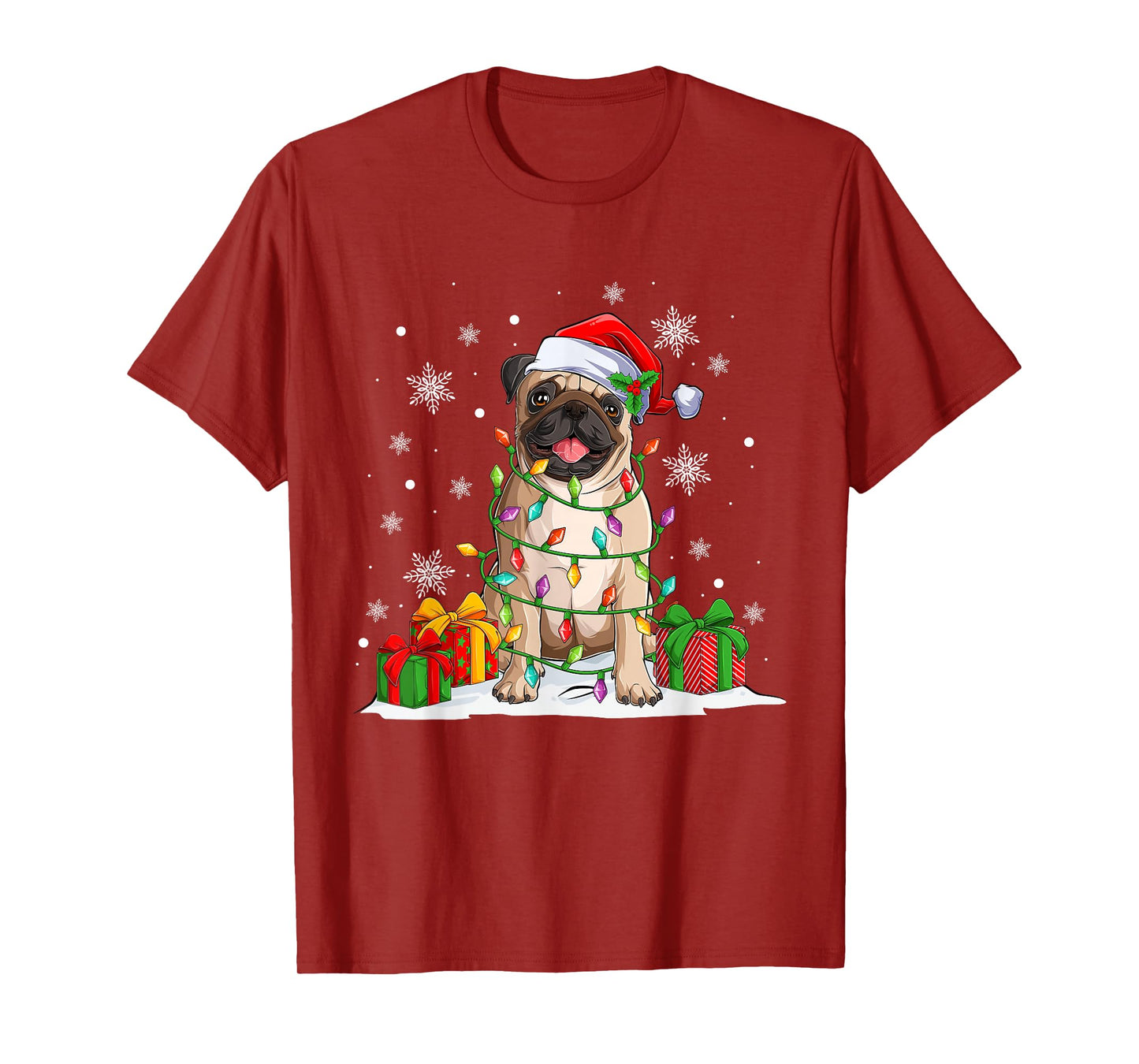 Bulldog Dog Christmas Tree Lights Matching Family Pajamas T-Shirt