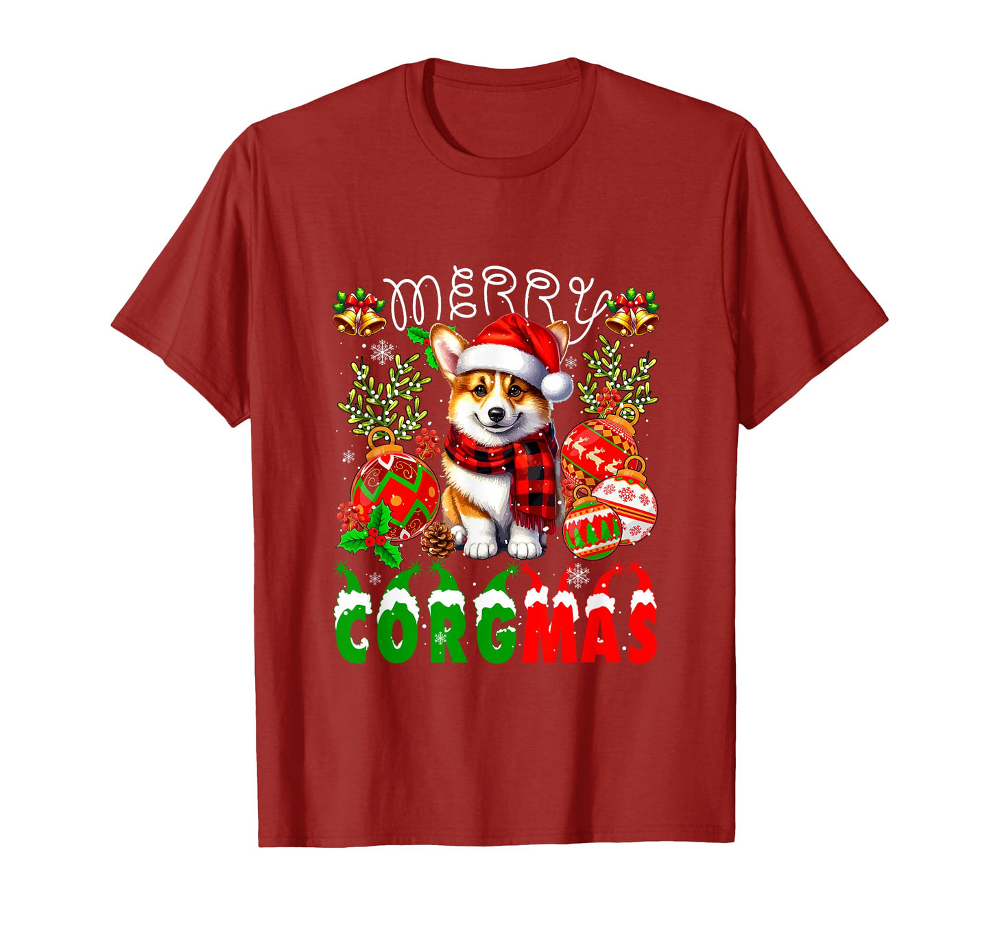 Merry Corgmas Santa Corgi Decorating Xmas Owner Family T-Shirt
