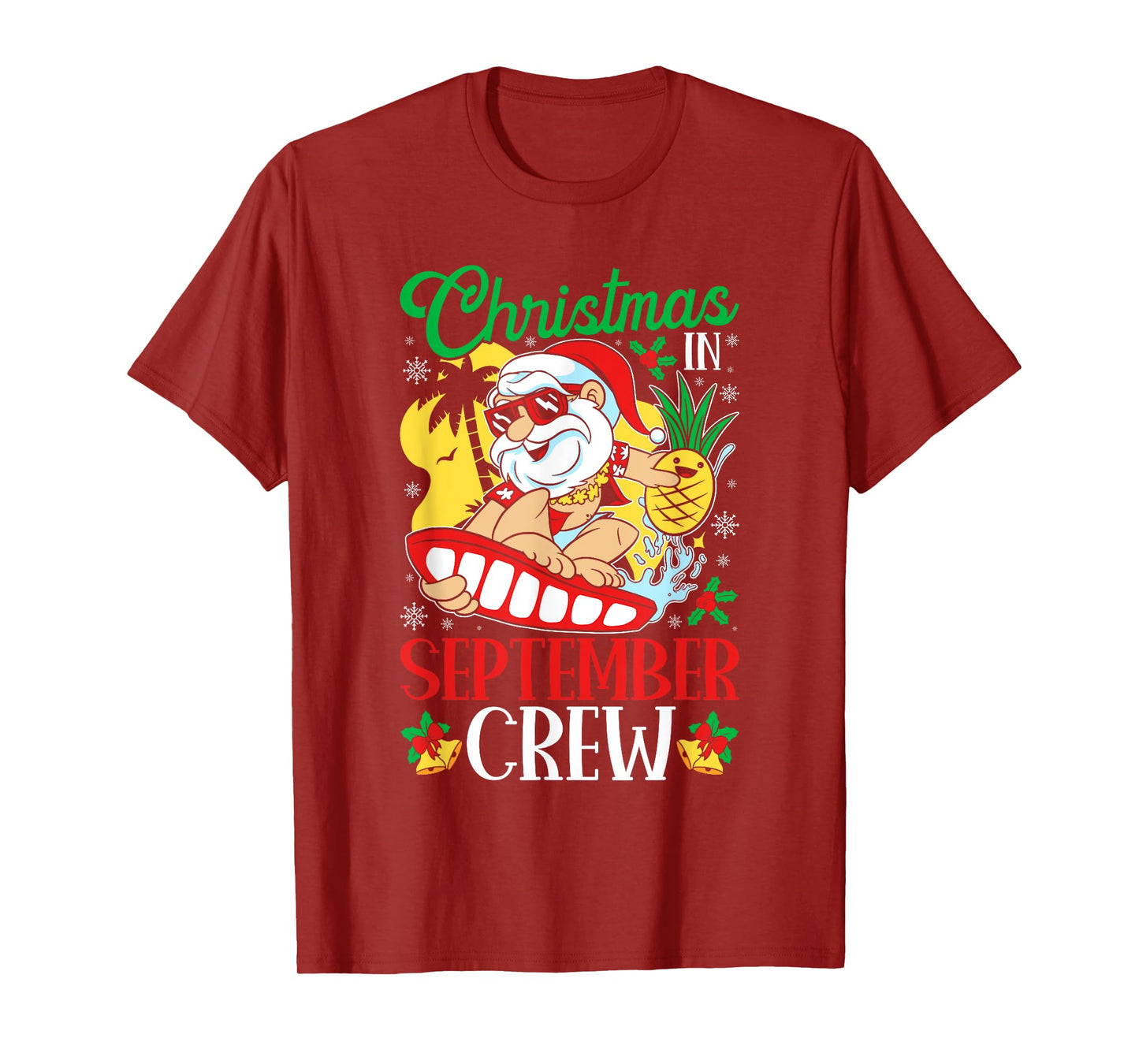 Christmas in September Crew Hawaiian Tropical Santa T-Shirt