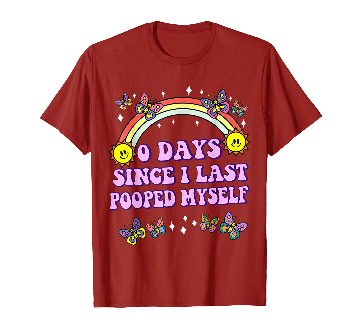 0 Days Since I Last Pooped Myself Funny Adult Humor Meme T-Shirt