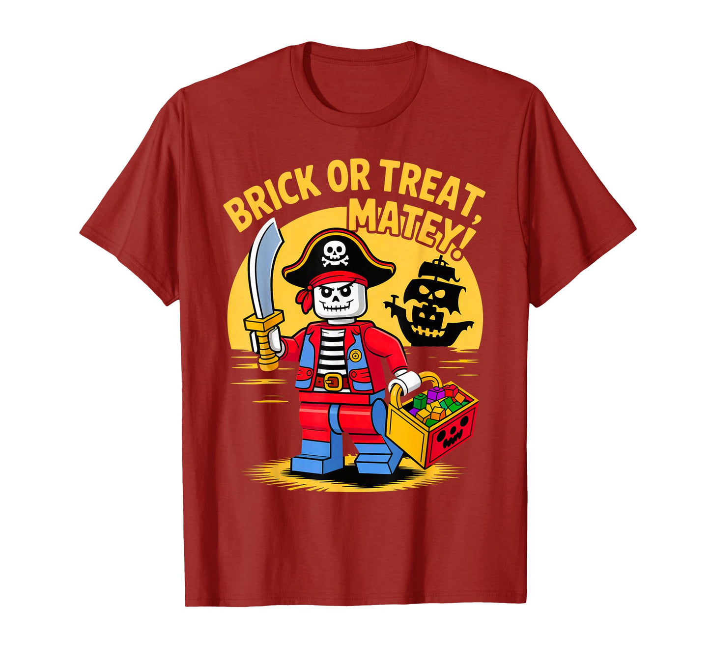 Halloween Bricks Pirate Skeleton Builder Blocks Building Toy T-Shirt