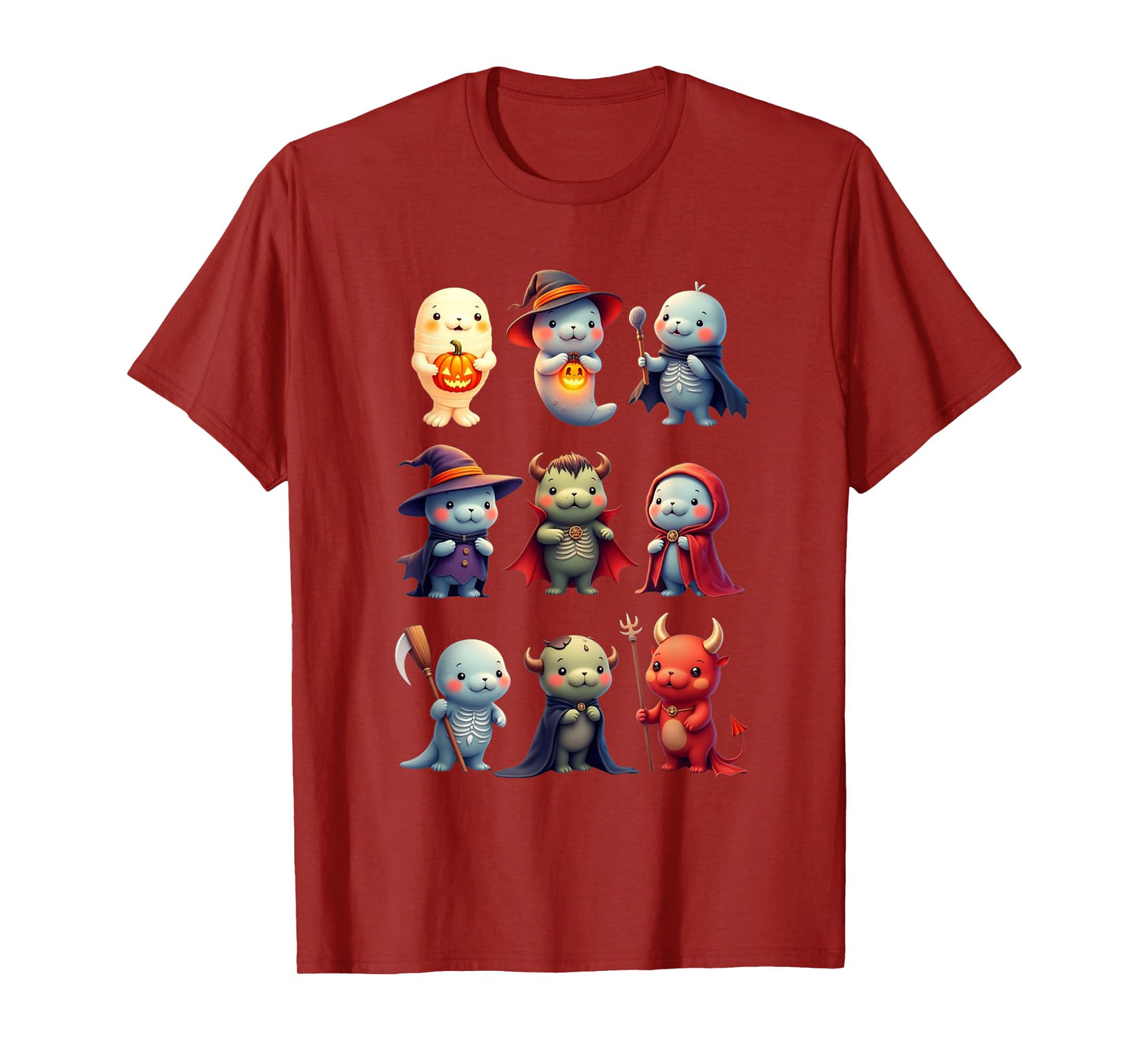 Funny Cute Manatee Boo Witch Zombie Vampire Halloween T-Shirt