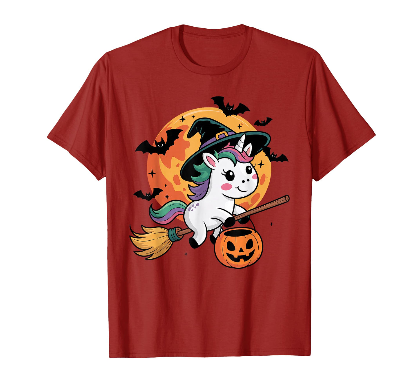Trick or Treat Unicorn Witch Halloween Pumpkin Candy Bucket T-Shirt