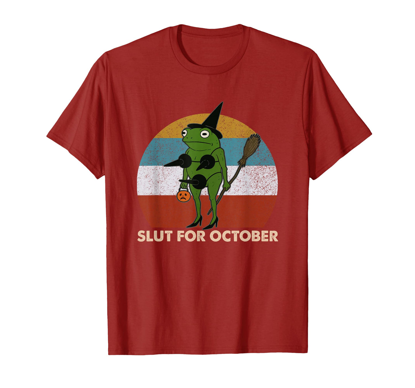Slut for October Witchy Frog Halloween Spooky Frog Meme T-Shirt