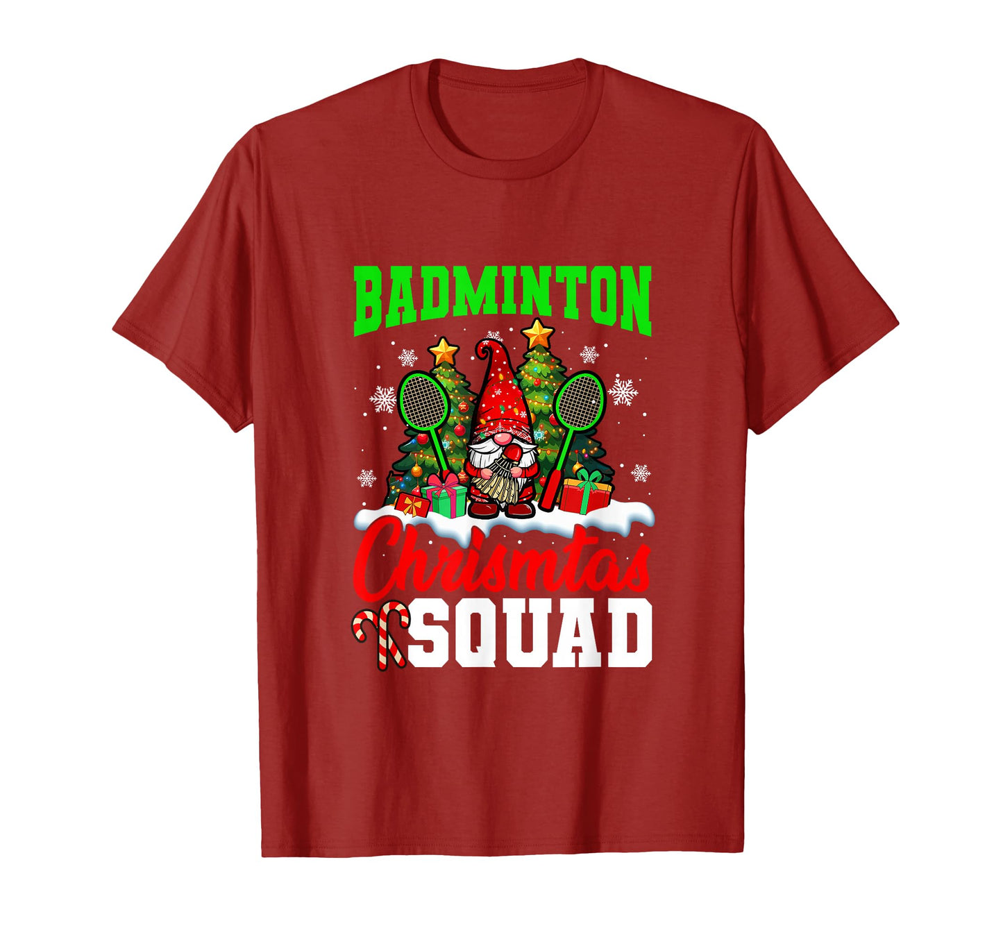 Badminton Christmas Squad Player Costume Gnome Lover Kids T-Shirt