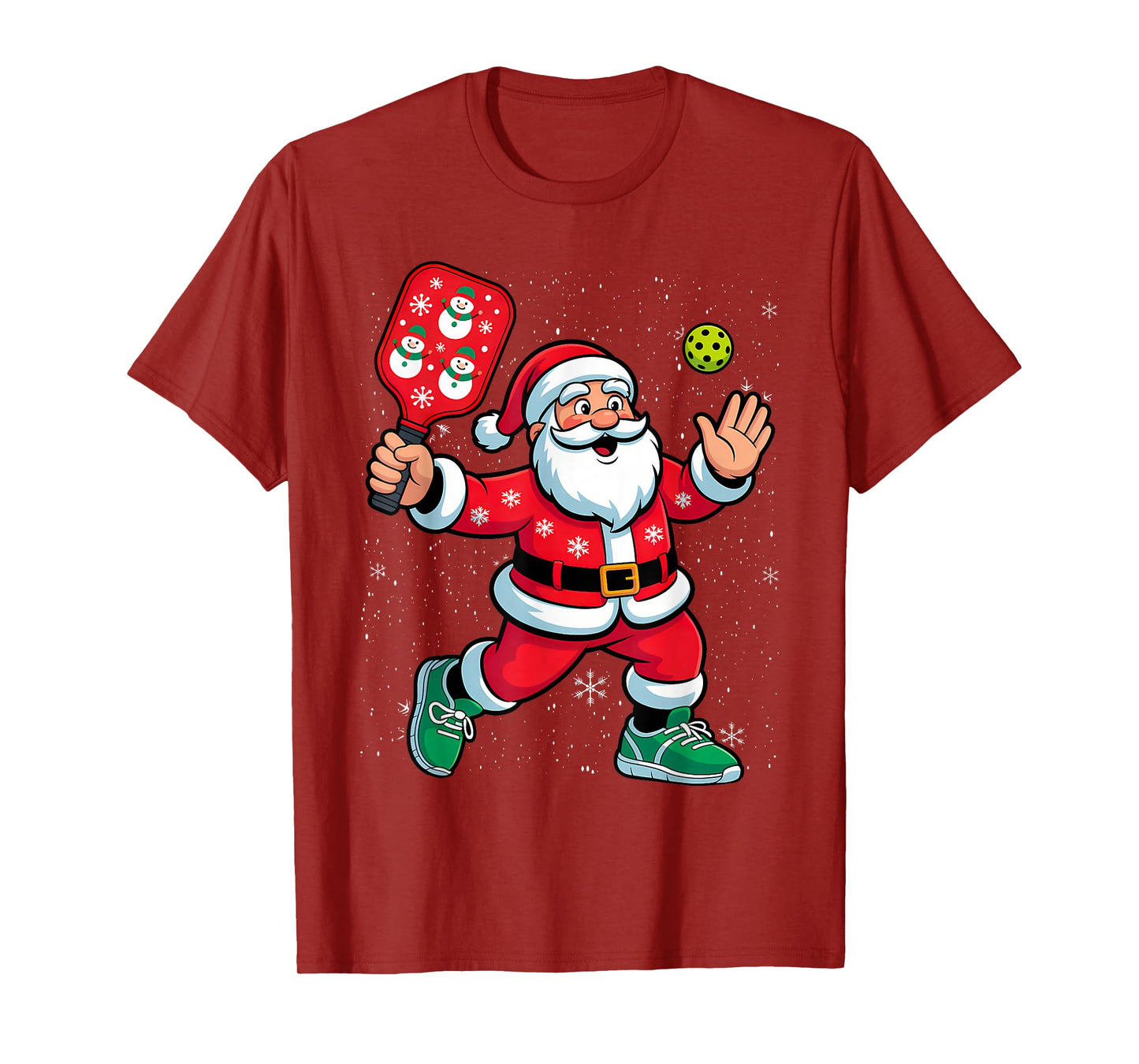 Smilemoretees Funny Santa Claus Playing Pickleball Christmas T-Shirt