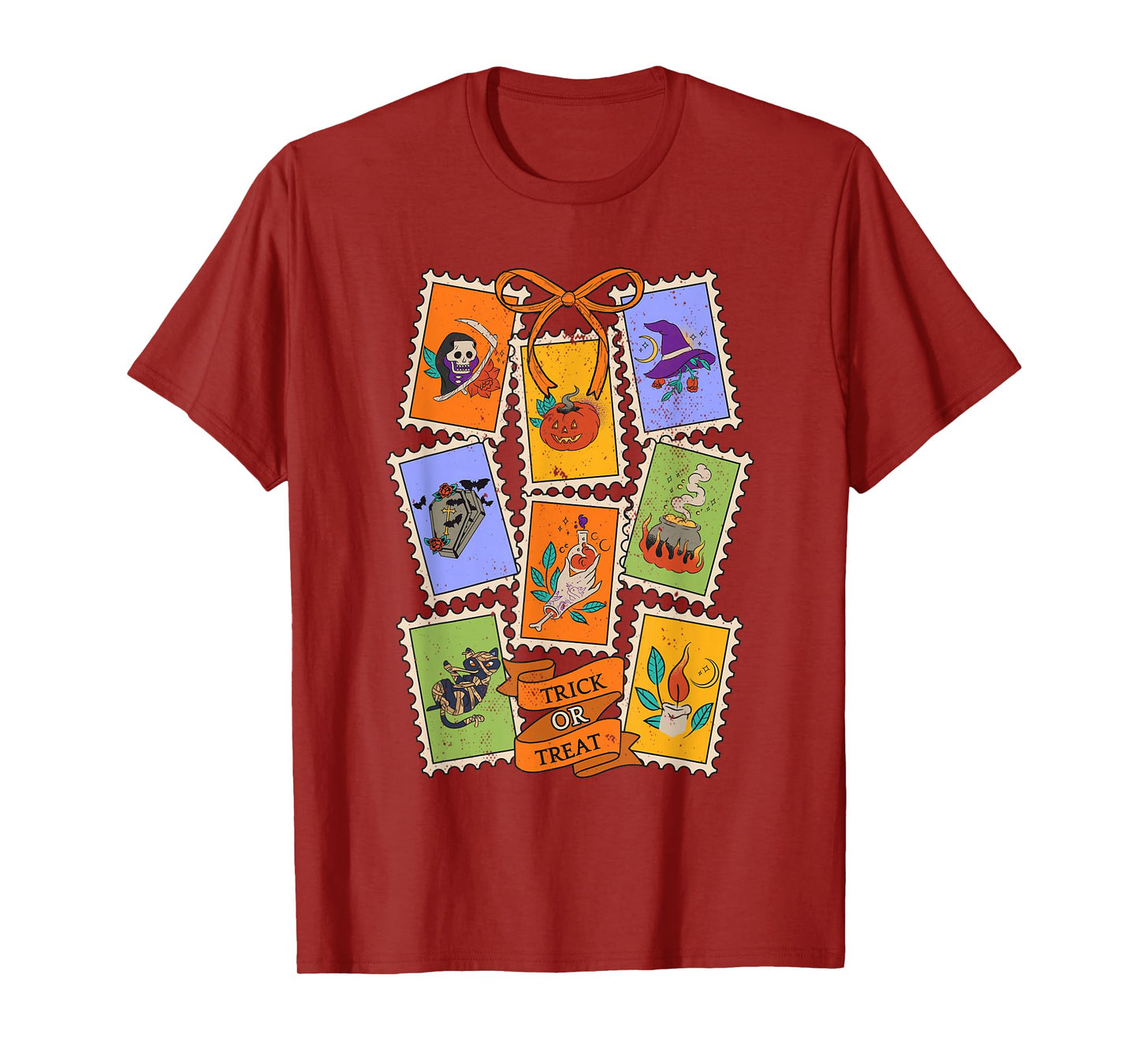 Halloween Stamp Icons Trick Or Treat Party Kids Men Womens T-Shirt