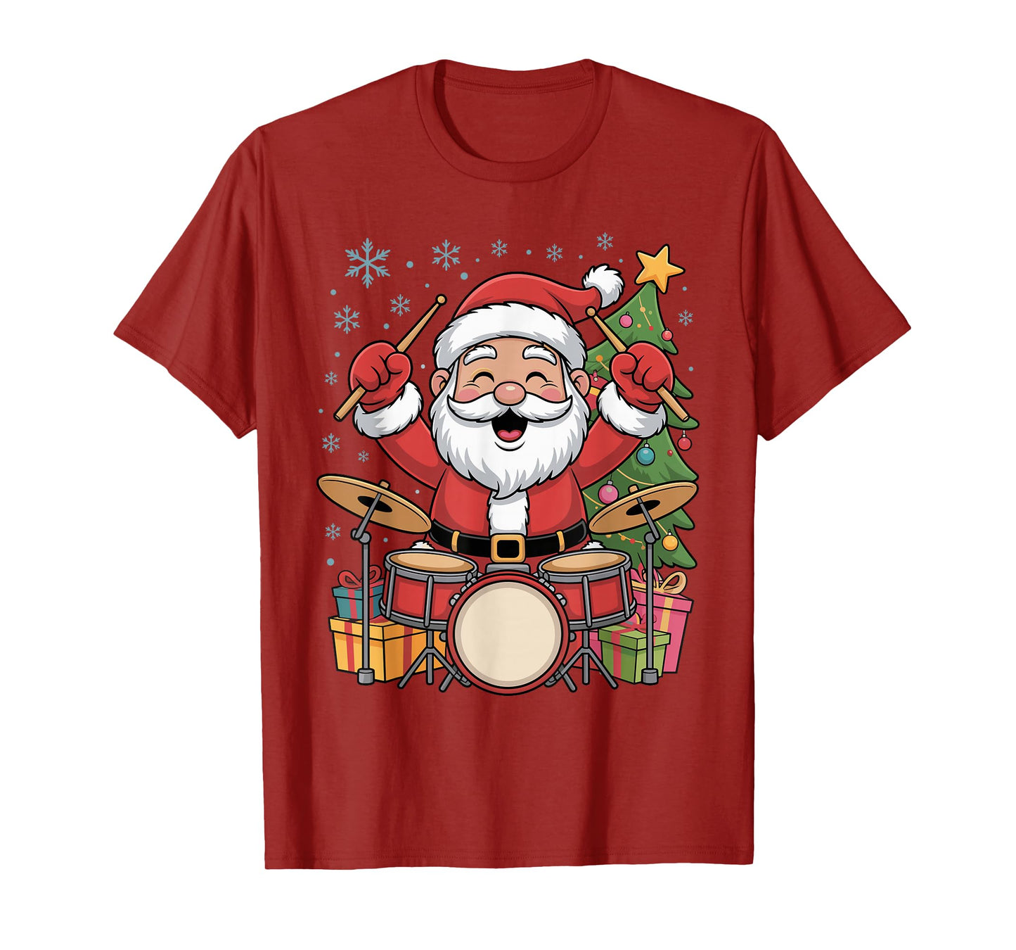 Funny Santa Christmas Design Drums Holiday Xmas Pajama T-Shirt