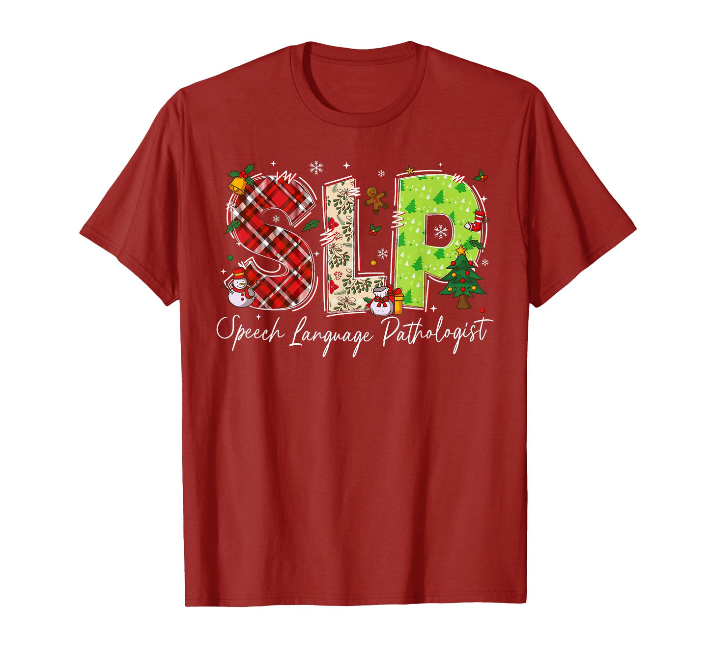 Retro SLP Speech Language Pathologist Santa Christmas T-Shirt