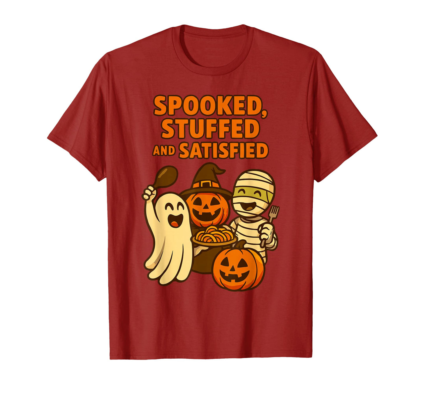 Spooked Stuffed and Satisfied Halloween Spooky Haunted T-Shirt