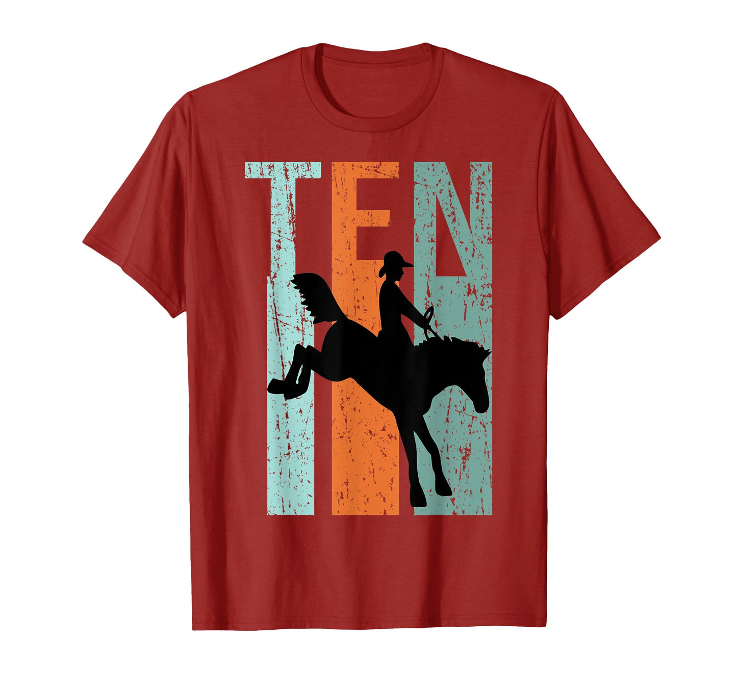 10th Birthday Kids Retro Rodeo Horse Lovers Cowboys Rider T-Shirt
