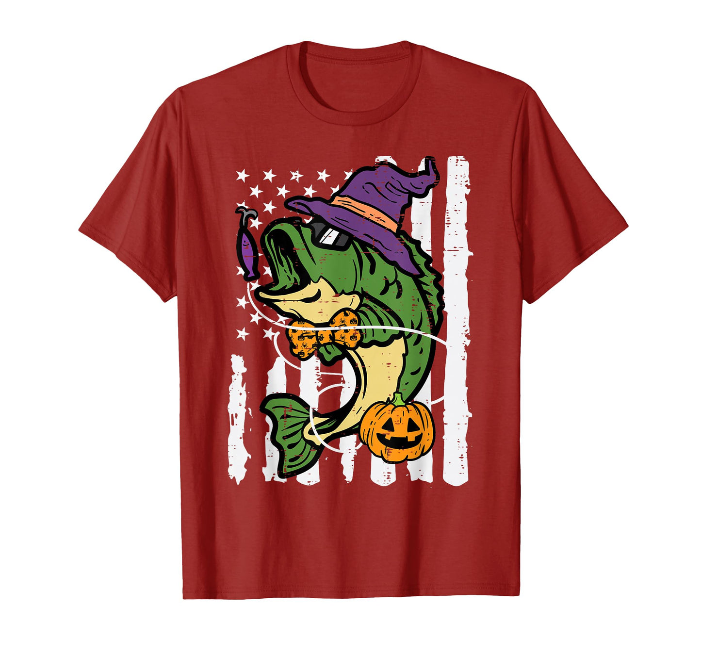 Halloween Bass Fish US Flag Costume Patriot Men Kids Women T-Shirt