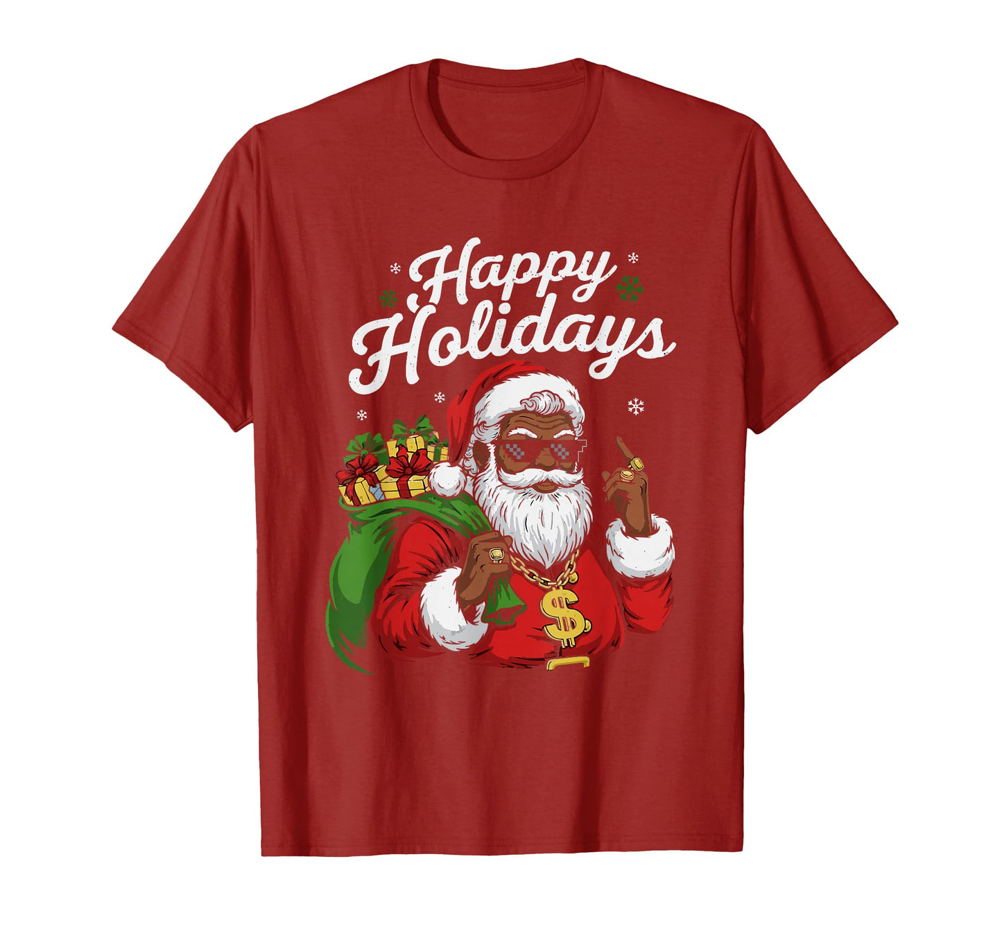 African American Santa Claus Black Christmas Cool Happy Xmas T-Shirt