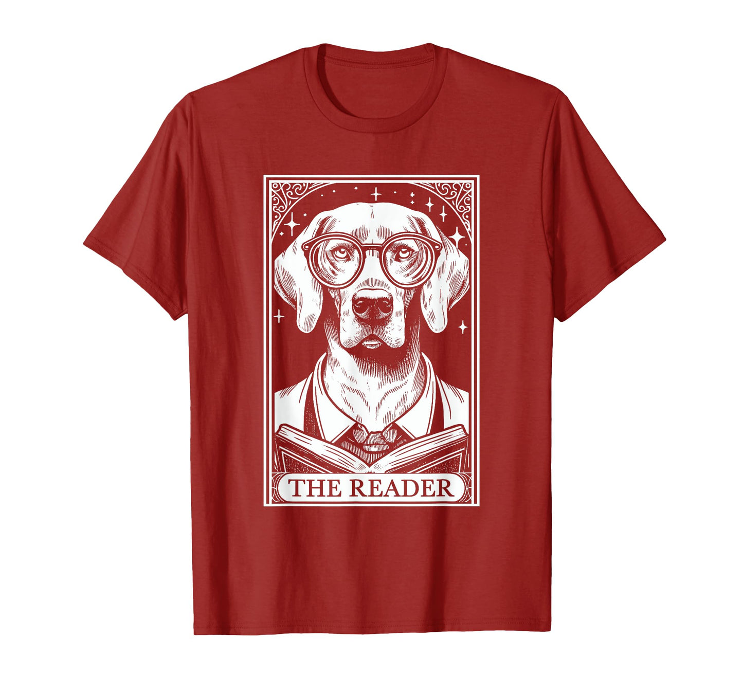 Tarot Card Vintage Weimaraner Dog Book Lover The Reader T-Shirt