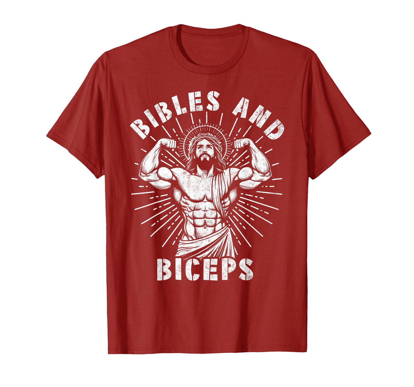 Bibles And Biceps Funny Christian Weightlifting Workout Gym T-Shirt