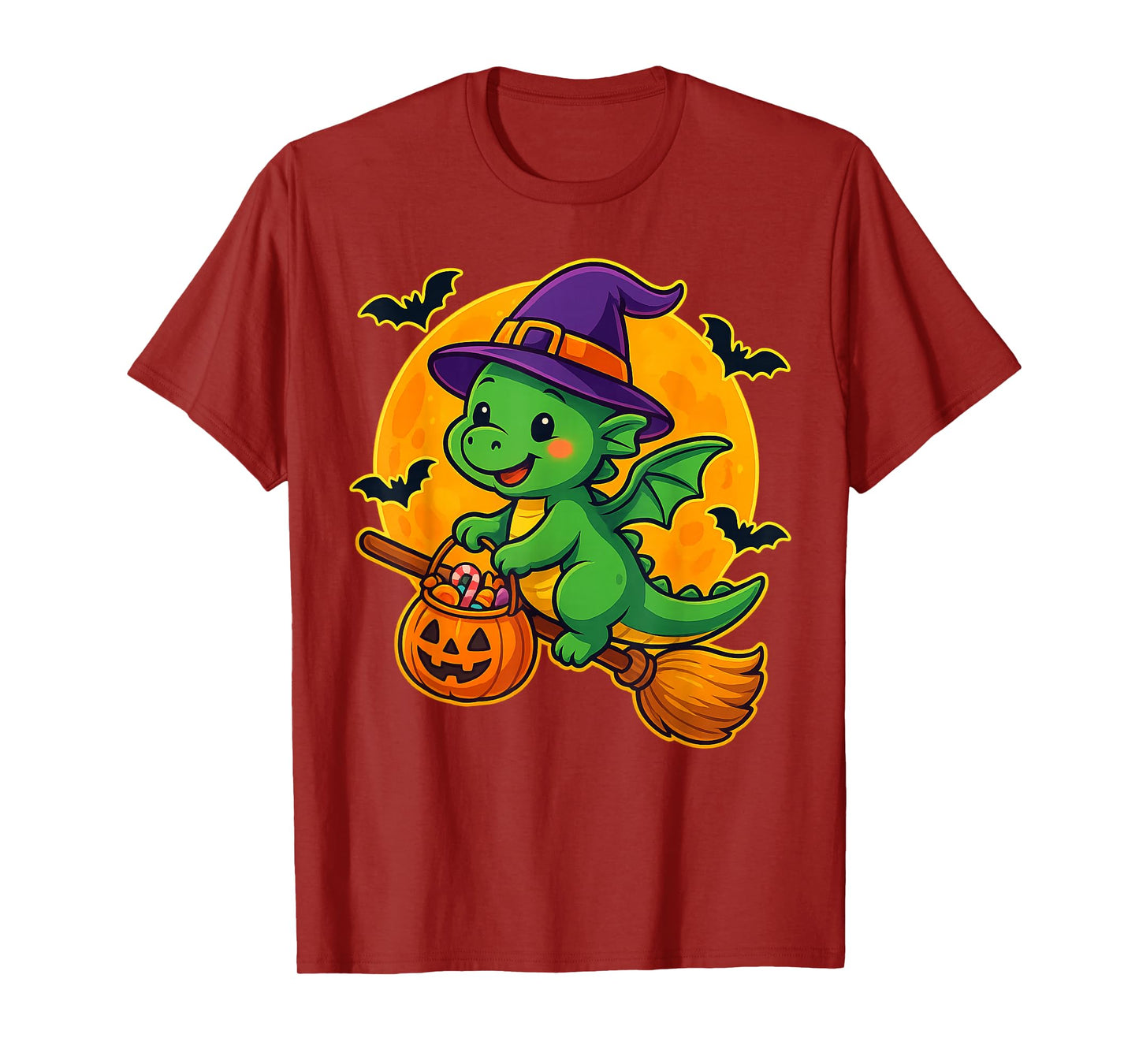 Cute Dragon Witch Pumpkin Halloween Costume Boys Girls T-Shirt