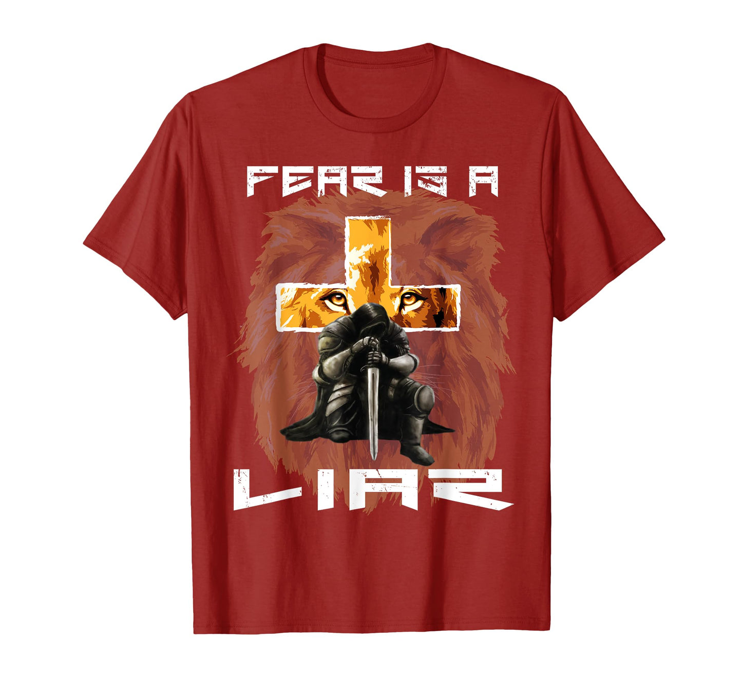 Fear Is a Liar Lion Judah Christian Religious Cross Graphic T-Shirt