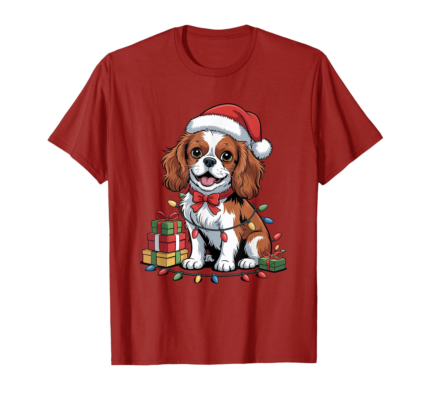 Cute Cavalier Santa Hat Christmas Xmas Dog Lover Holiday T-Shirt