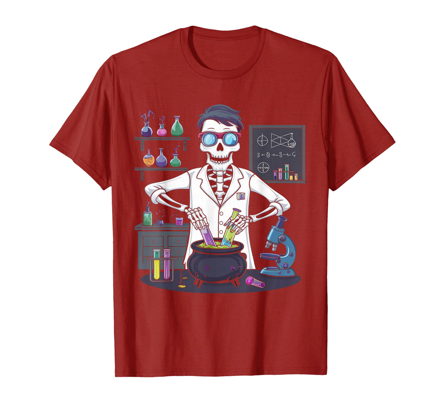 Funny Science Teacher Halloween Skeleton Scientist Chemistry T-Shirt