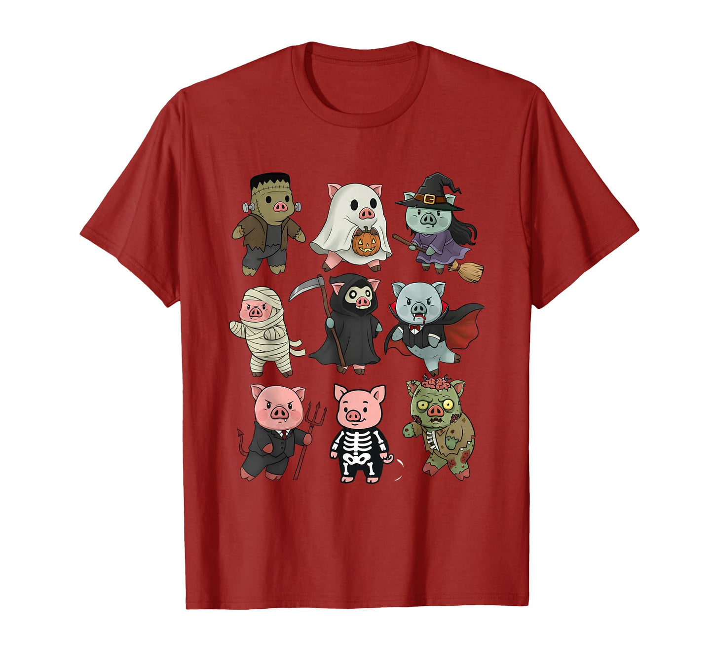 Cute Pig Ghost Zombie Witch Mummy Halloween Costume Kids T-Shirt