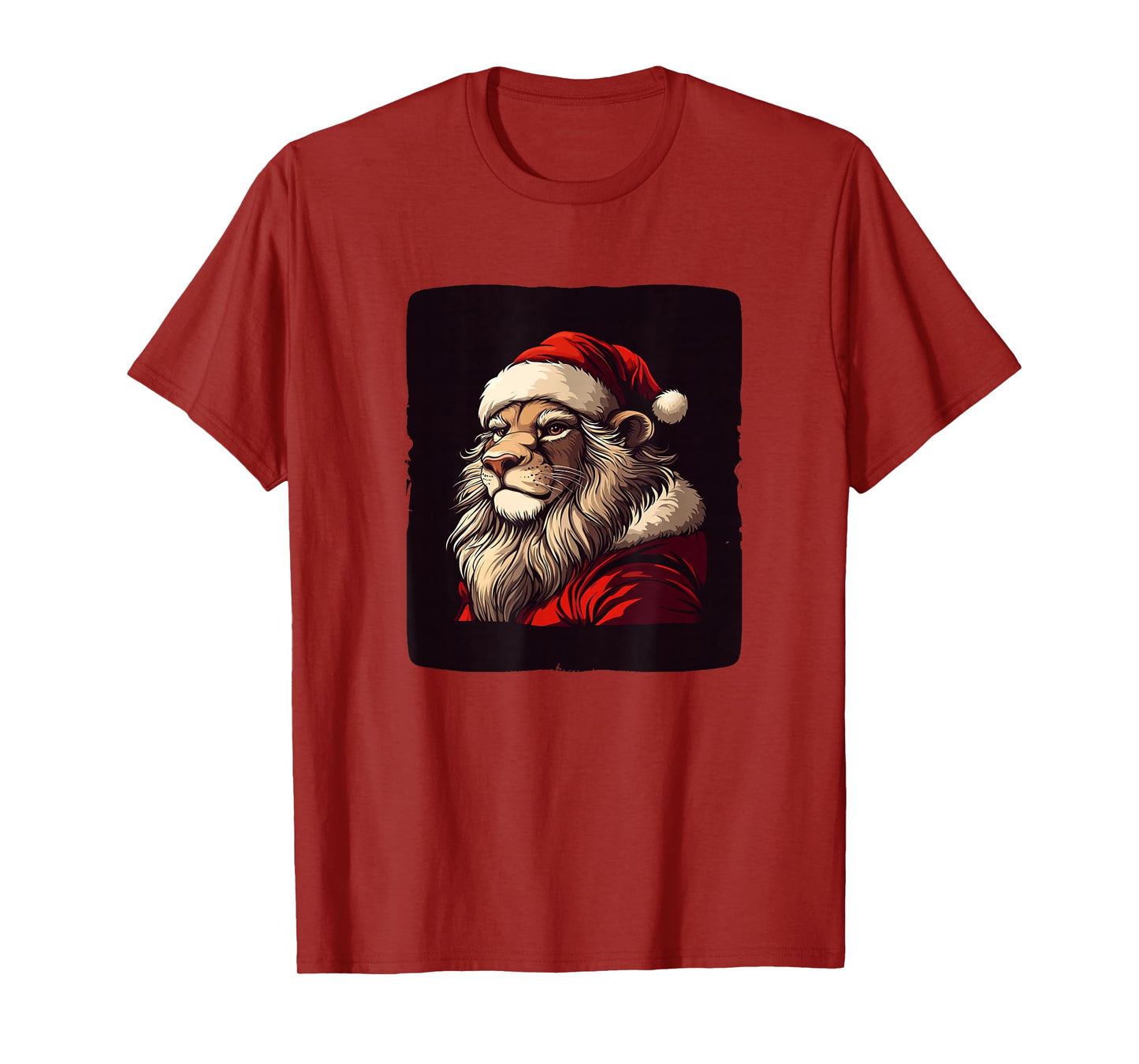 Funny Lion in Santa Hat Ready for a Jolly Celebration T-Shirt