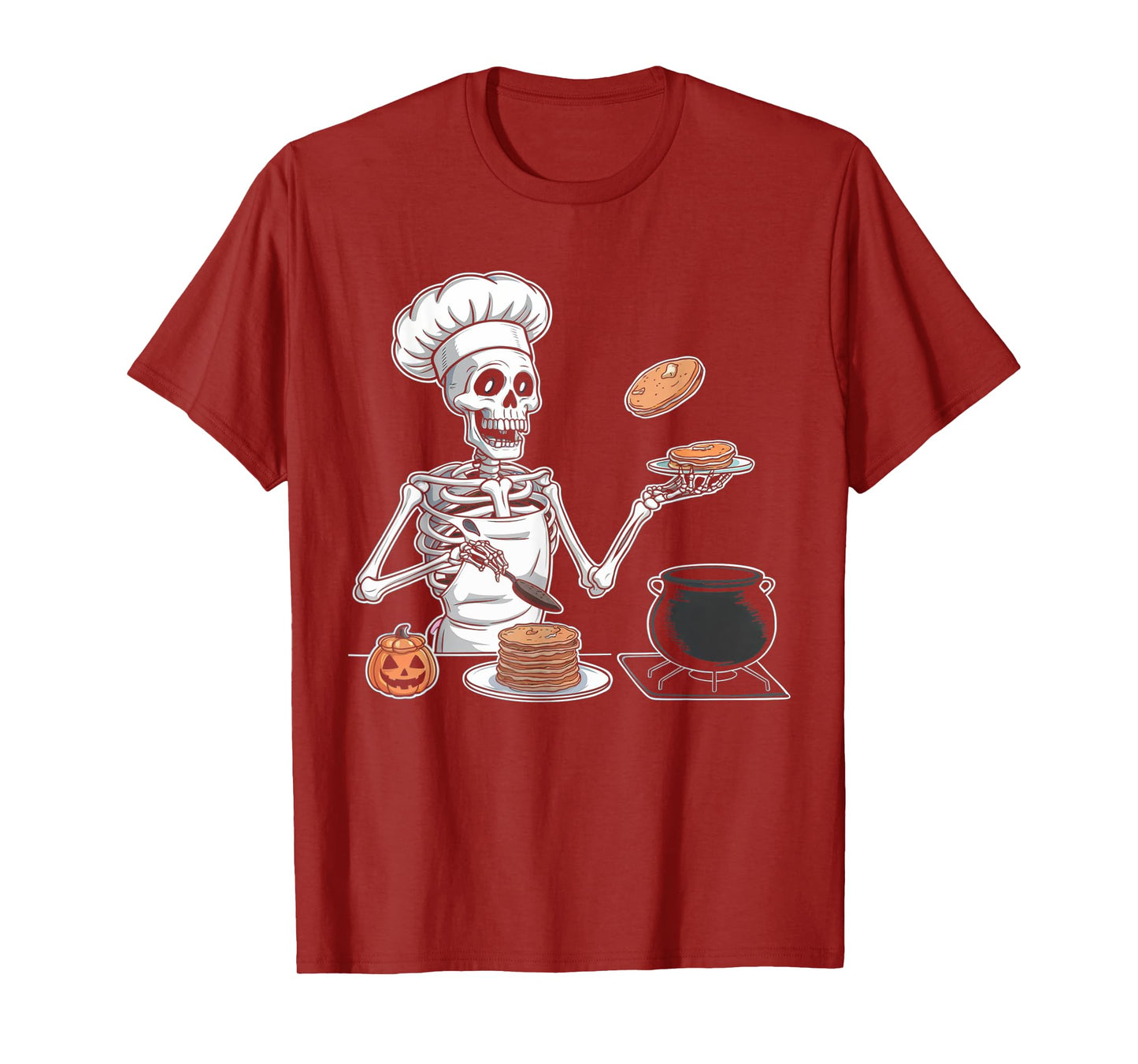 Skeleton Cooking Halloween Shirt Spooky Chef Pancakes Cook T-Shirt