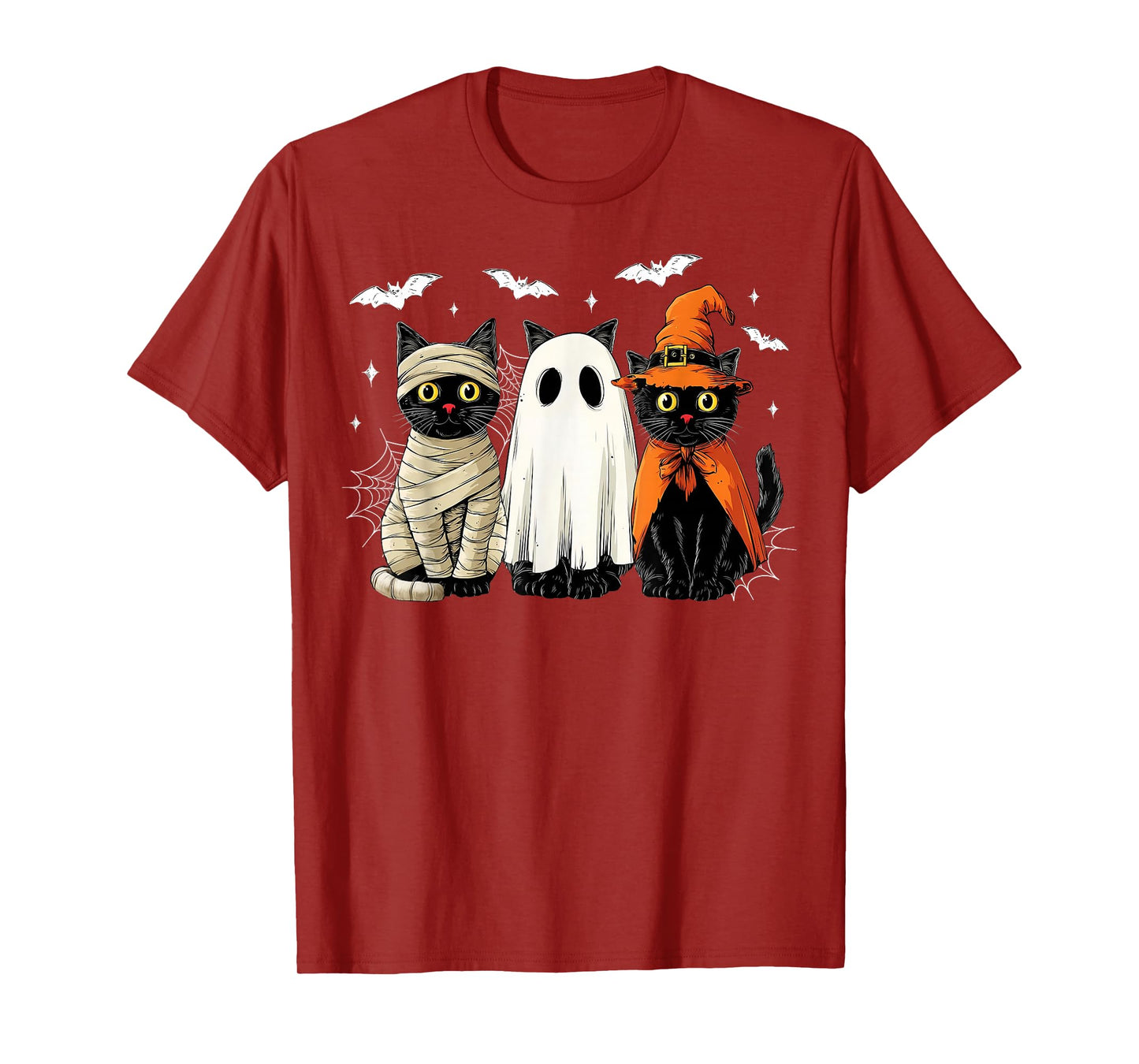 Trick or Treat Black Cat Halloween Witch Ghost Cats Pumpkin T-Shirt
