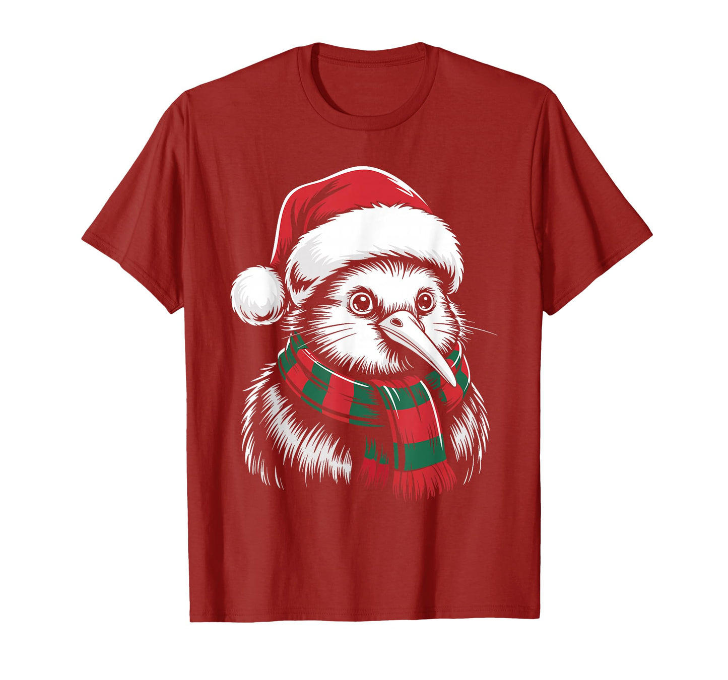 Kiwi Bird Xmas Santa Hat Scarf Christmas Costume T-Shirt