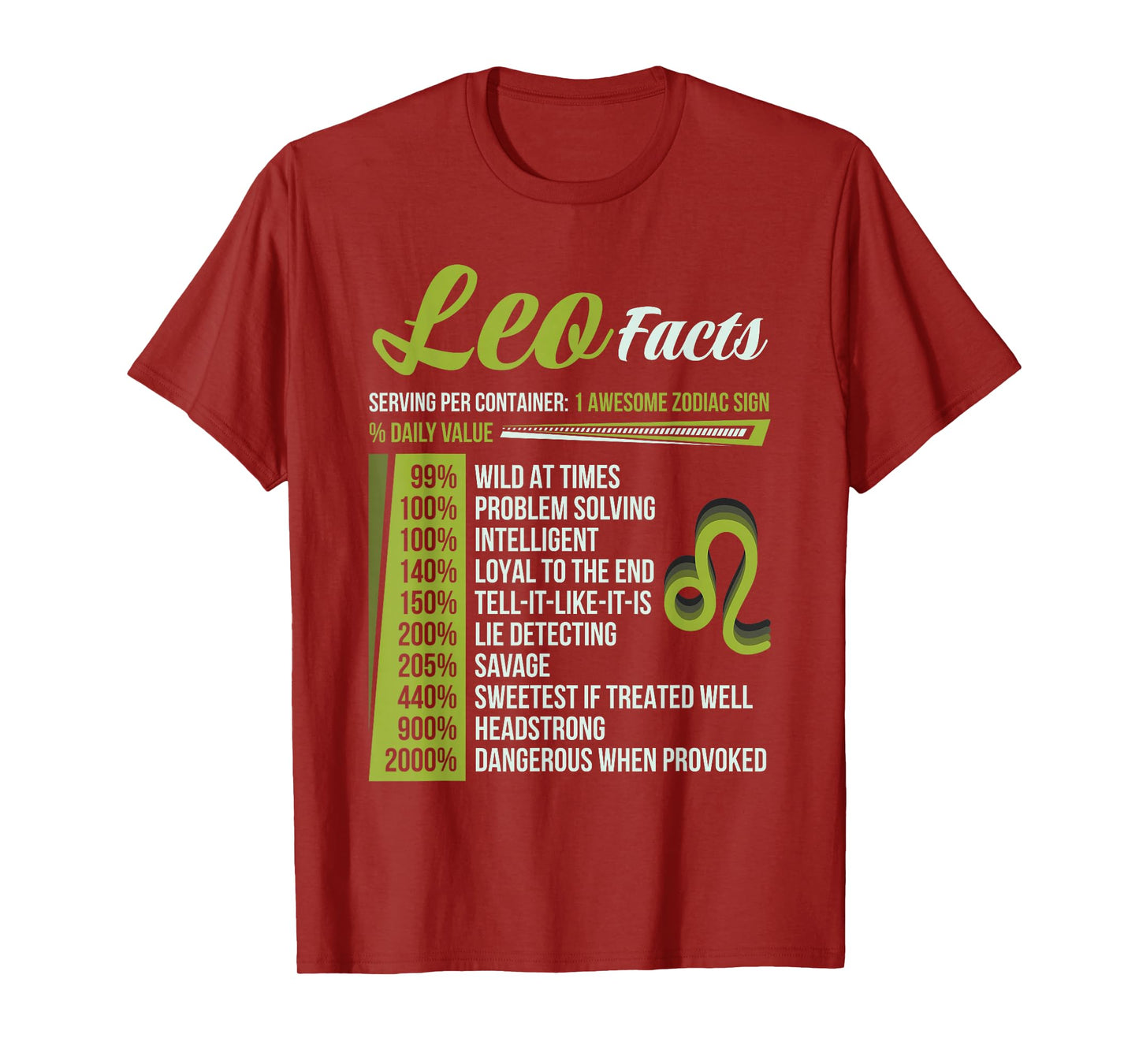Leo Facts Traits Horoscope Zodiac Astrological Sign Funny T-Shirt, Small, Black