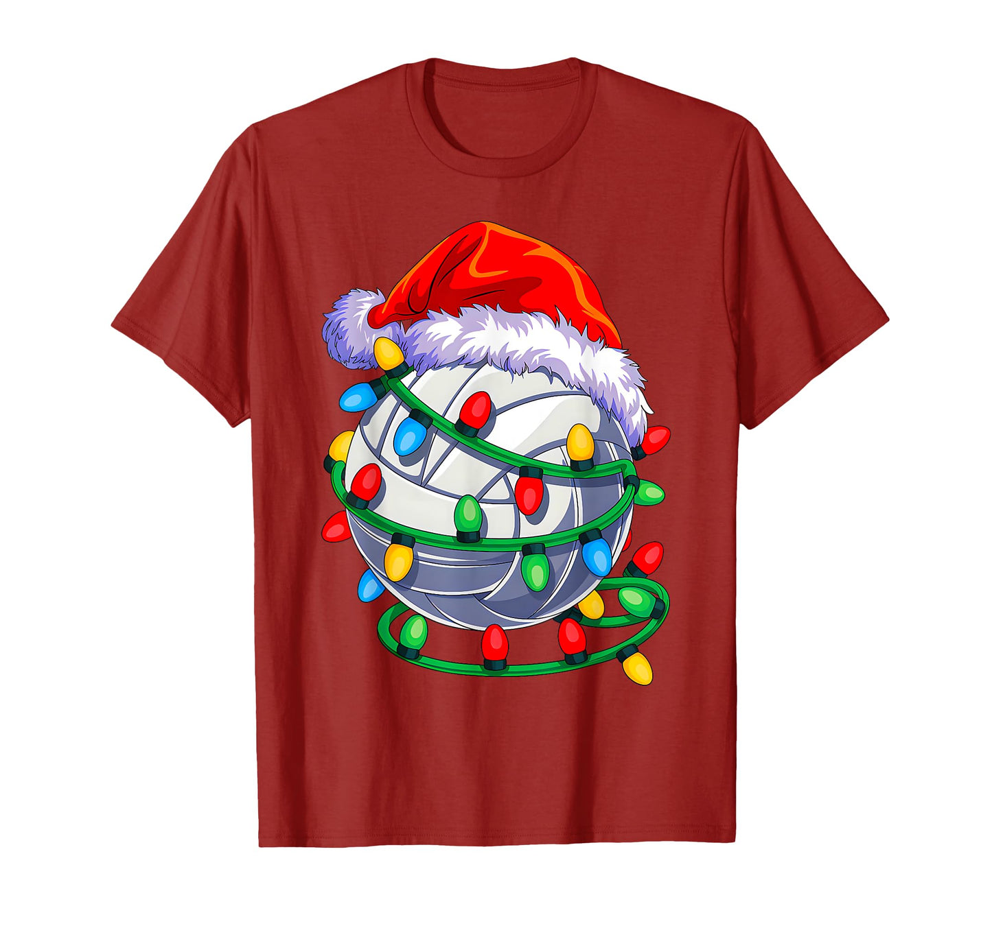 Volleyball Ball Santa Hat Christmas Volleyball Xmas Lights T-Shirt
