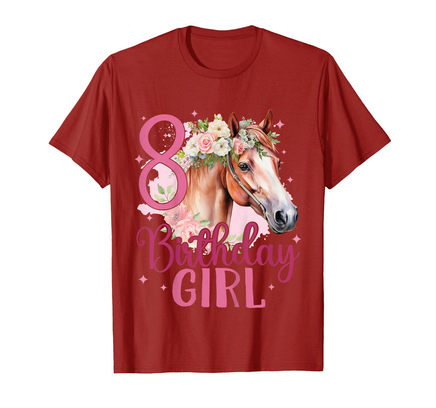 Kids 8th Birthday Horse 8 Years Eight Finally 8 Birthday Girl T-Shirt