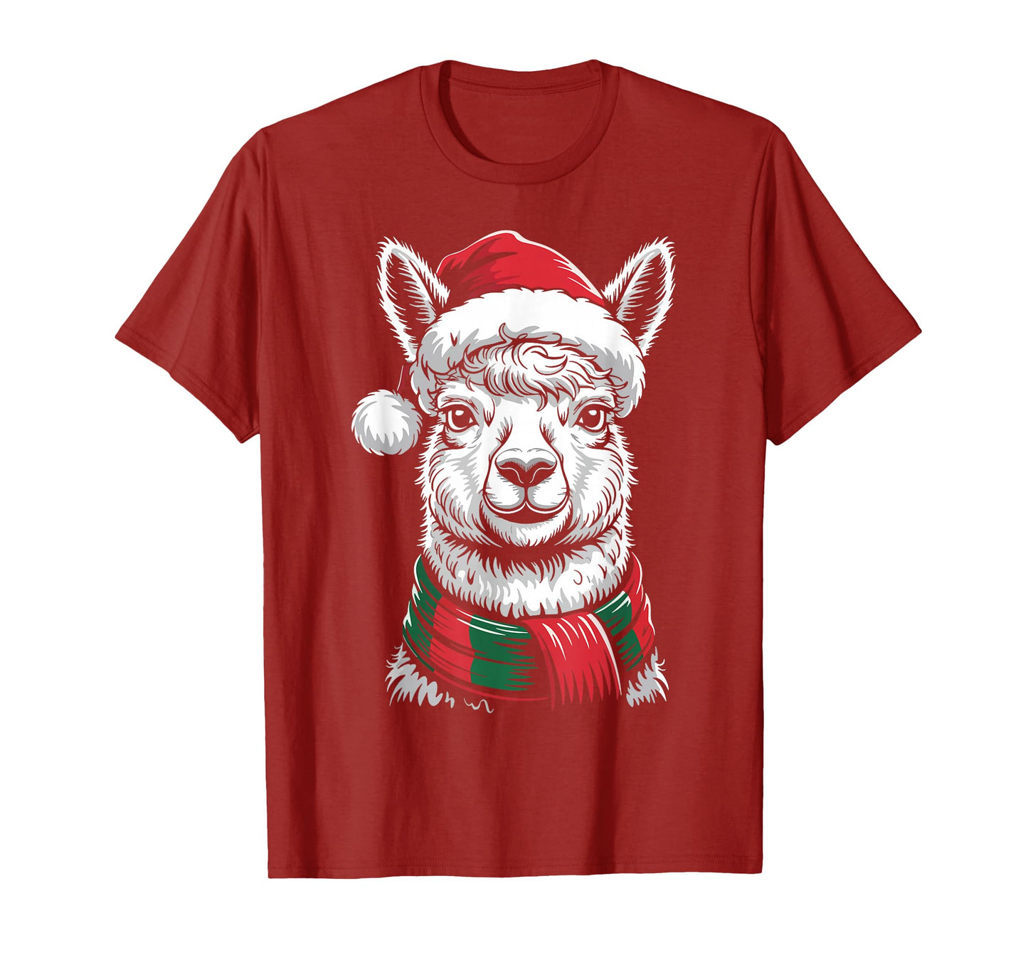 Alpaca Xmas Santa Hat Scarf Christmas Costume T-Shirt
