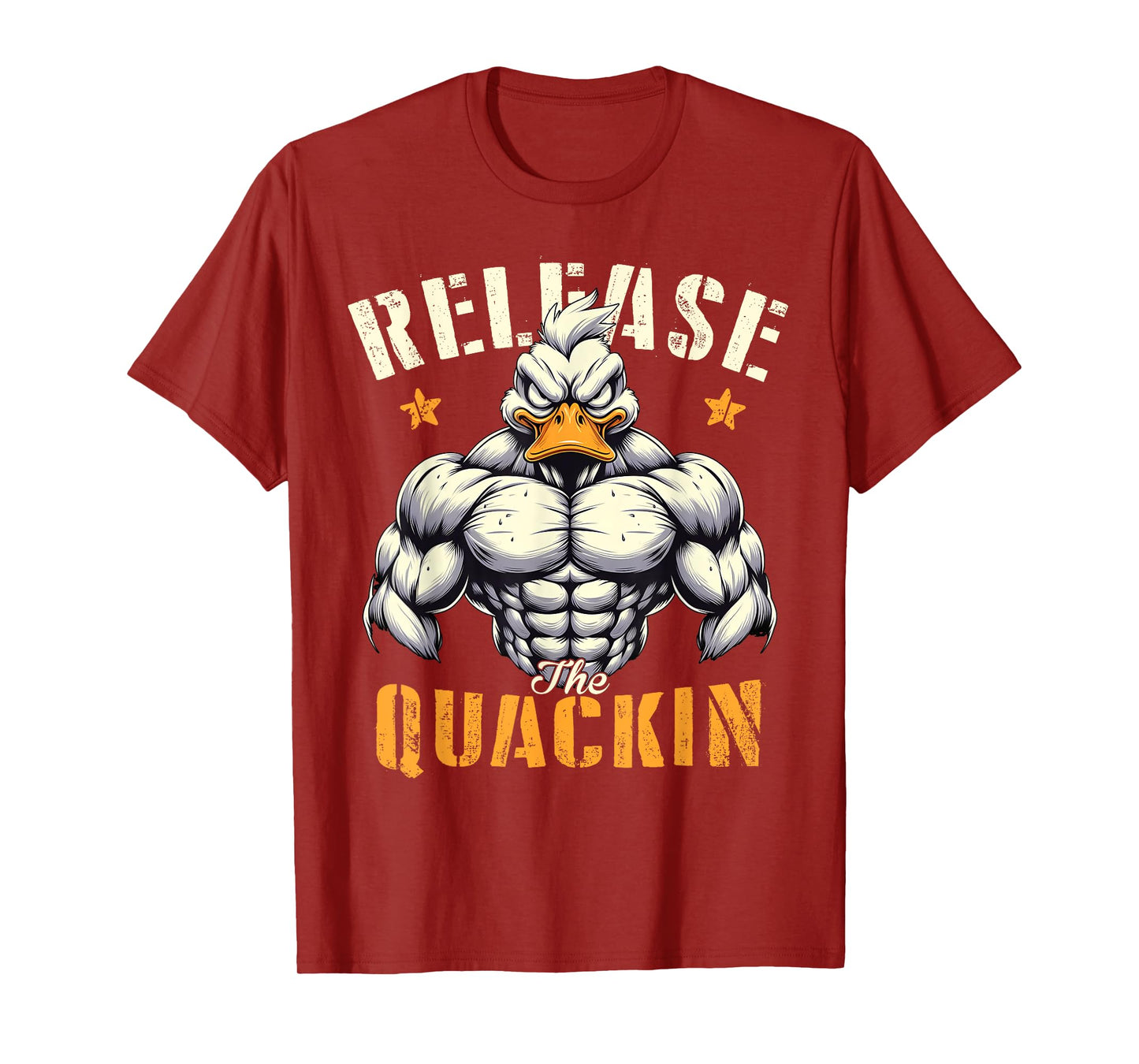 Release The Quackin Muscle Duck Funny Workout Gym Sayings T-Shirt