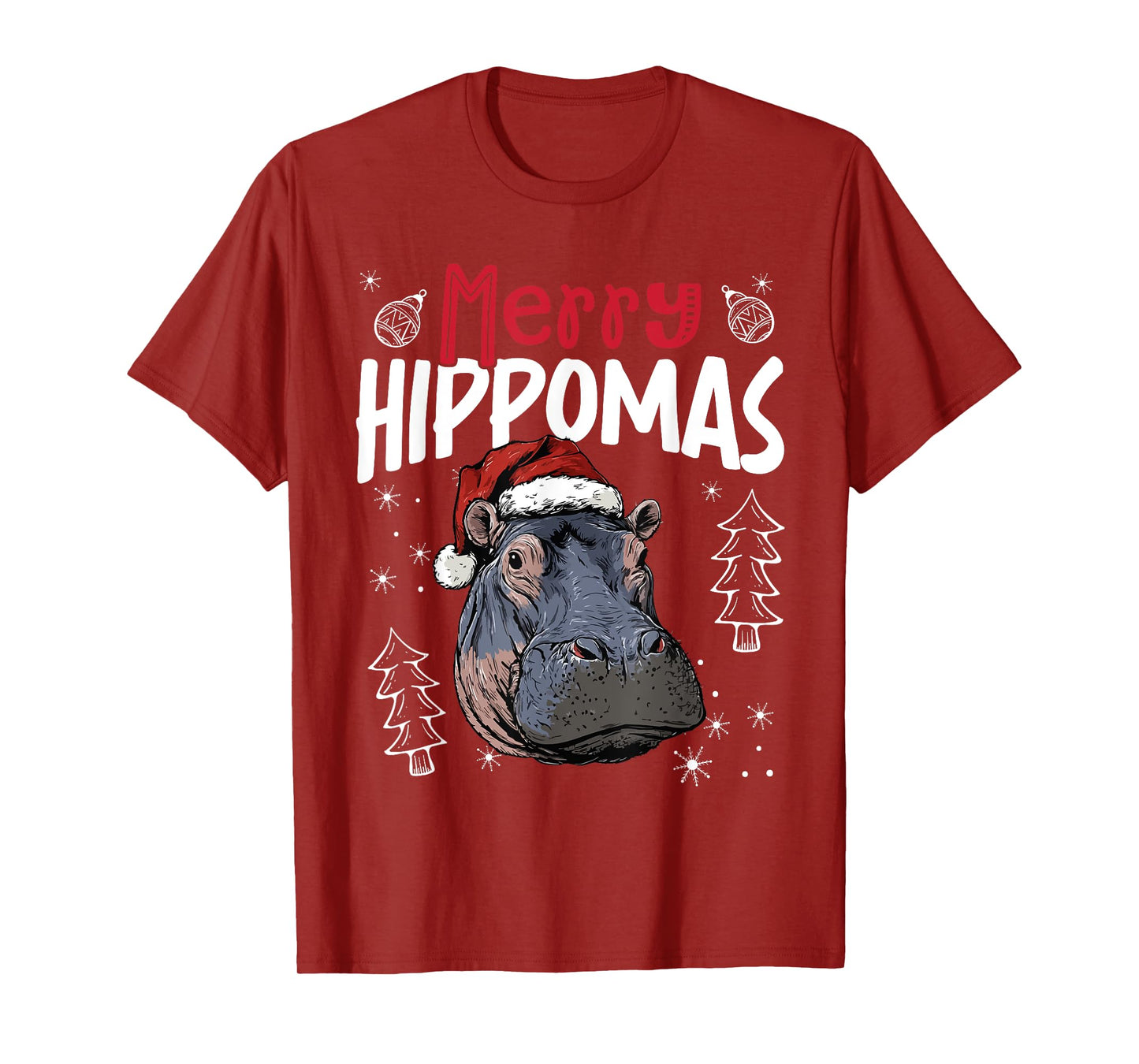 Merry Hippomas Funny Christmas Hippo T-Shirt
