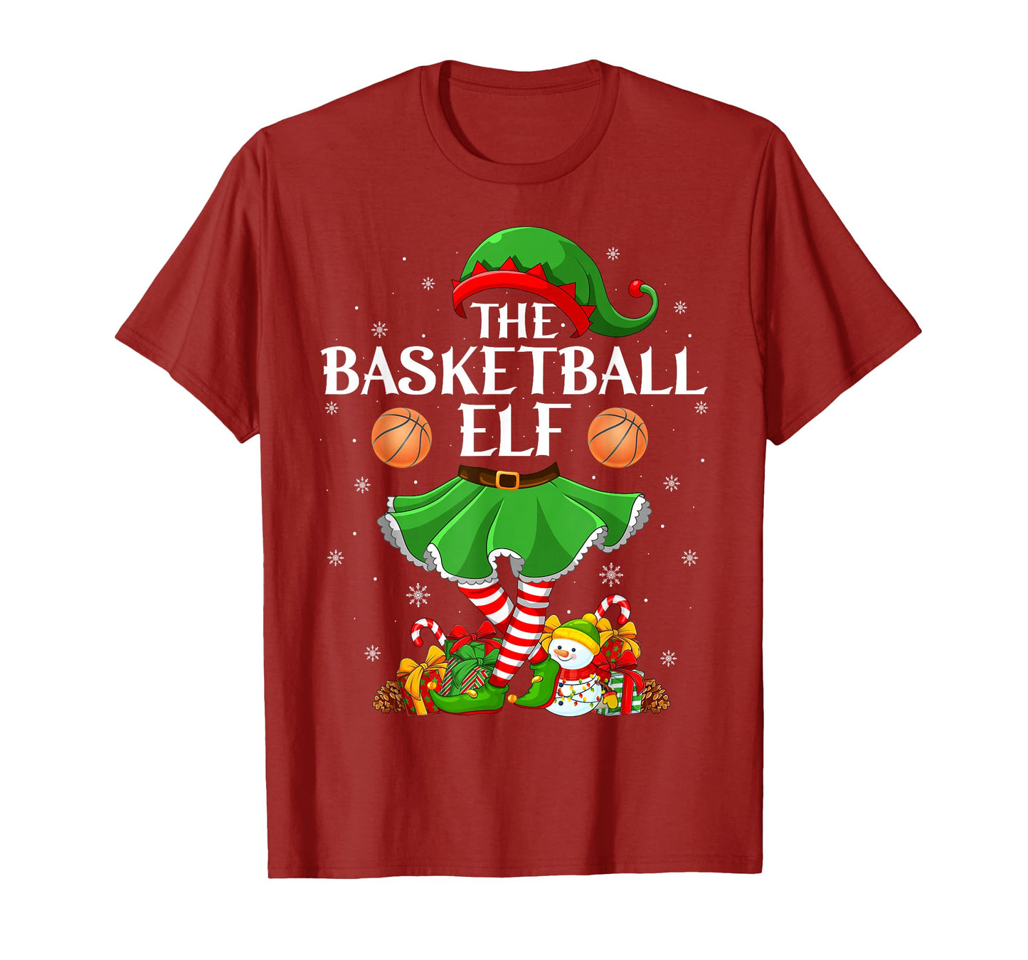 Basketball Elf Christmas Family Elf Squad Xmas Girls Women T-Shirt
