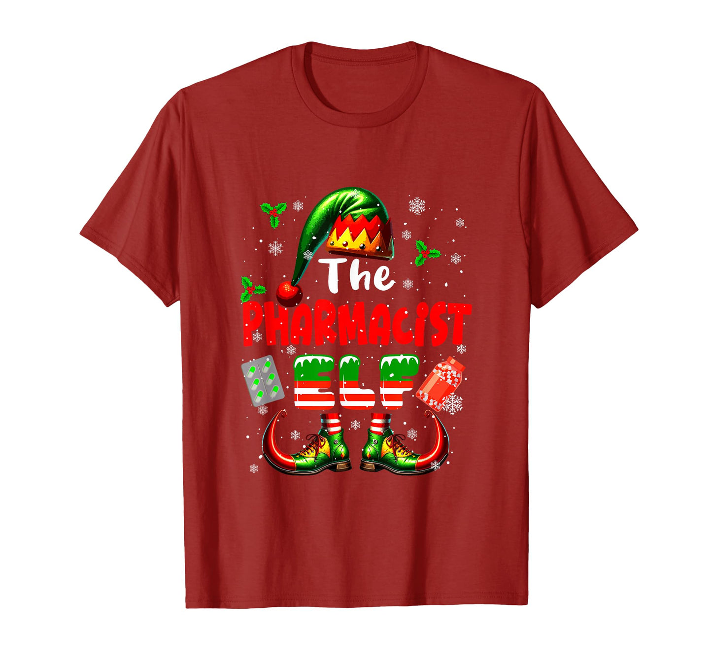 The Pharmacist Elf Christmas Funny Job Team Matching Parties T-Shirt