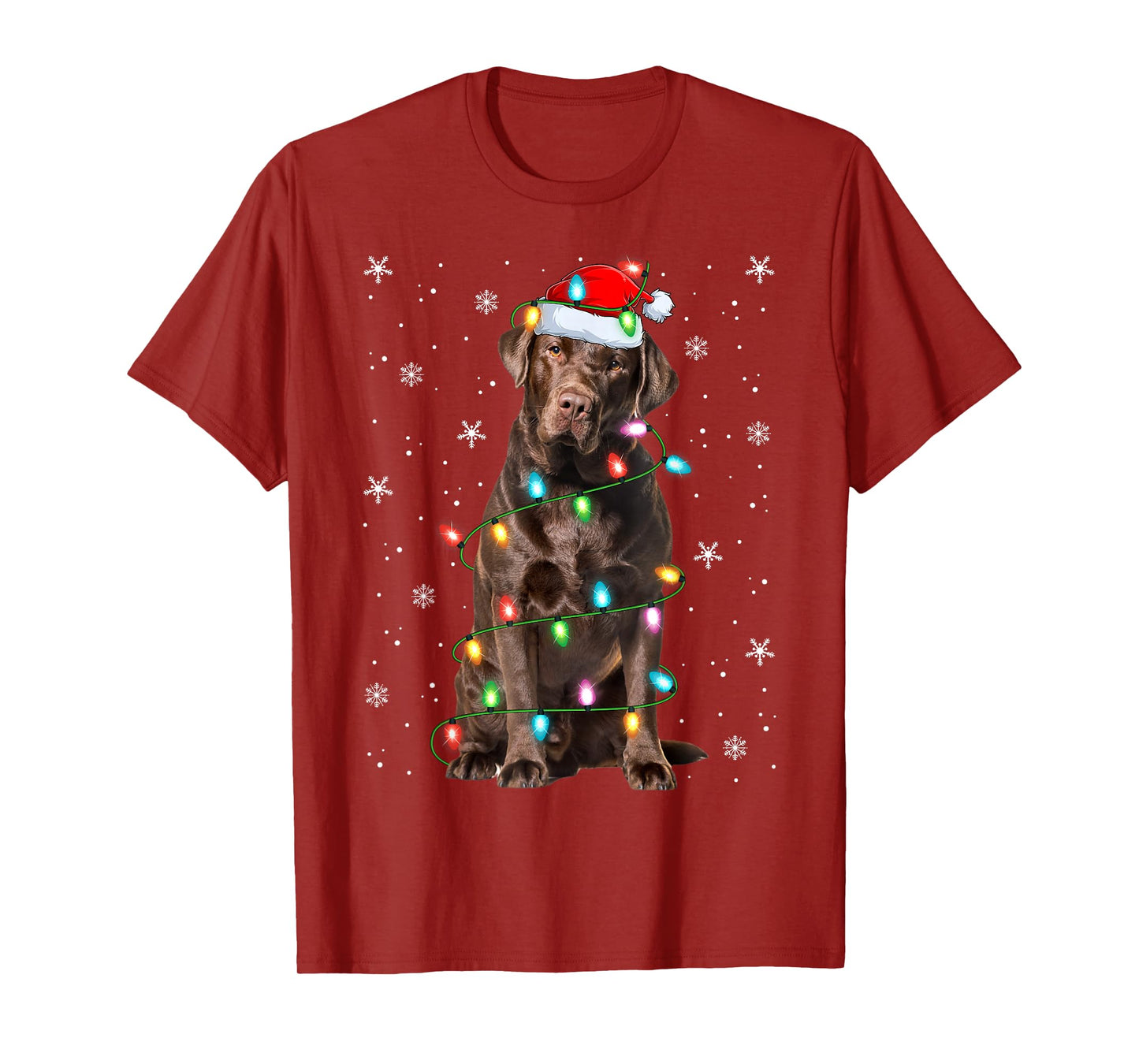 Chocolate Lab Labrador Retriever Dog Christmas Lights Xmas T-Shirt