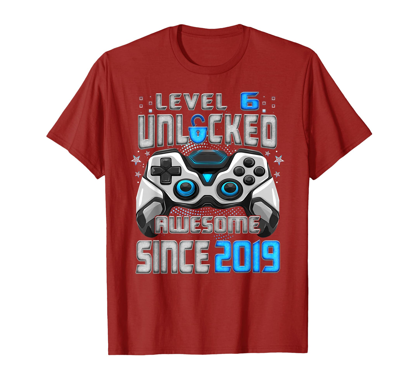 6th Birthday Level 6 Unlocked Awesome 2019 Video Gamer T-Shirt