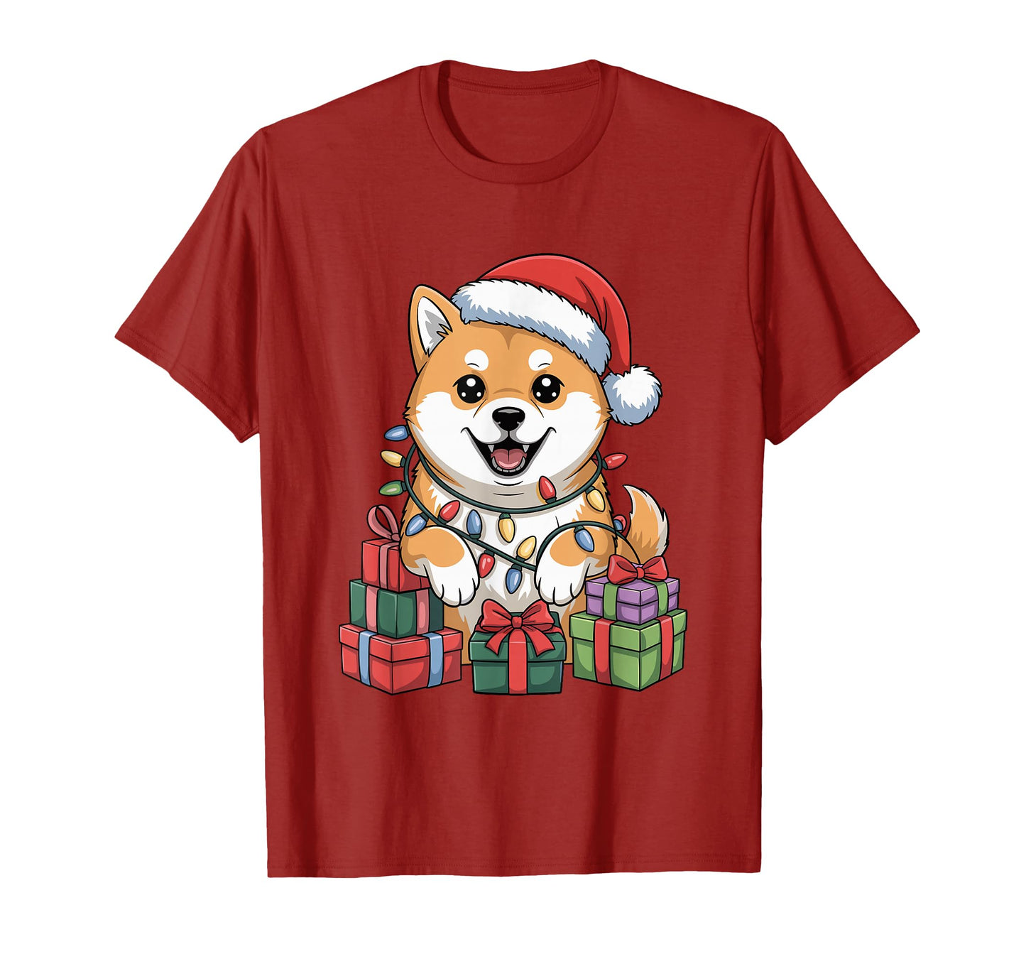 Cute Shiba Inu Santa Hat Christmas Xmas Dog Lovers Holiday T-Shirt