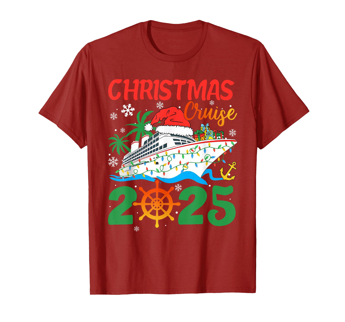 Christmas Cruise 2025 Xmas Lights Pajamas Holiday Family T-Shirt