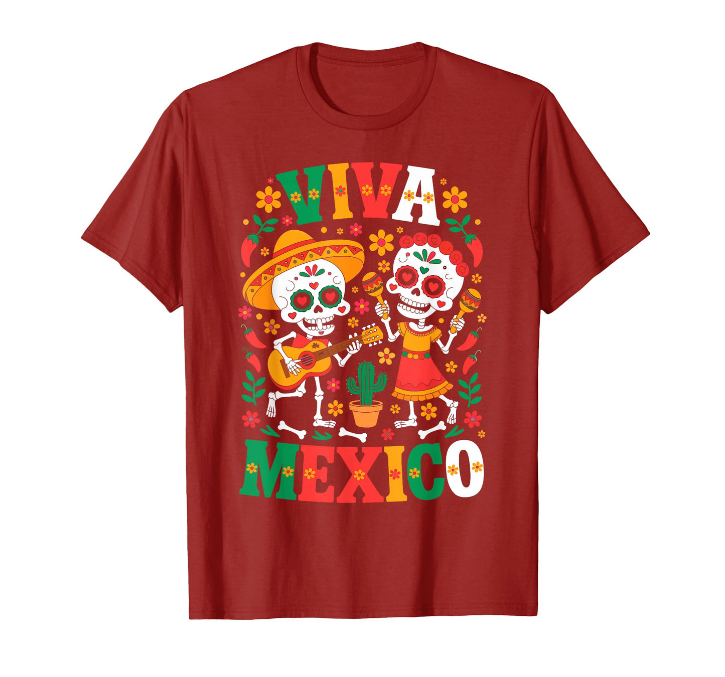 Viva Mexico Flag Mexican Pride Guitar Fiesta Girls Boys Kids T-Shirt