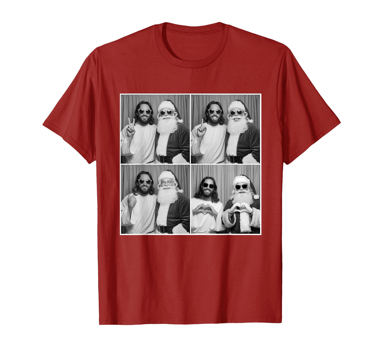 Funny Santa Claus and Jesus photobooth Photo Christmas T-Shirt