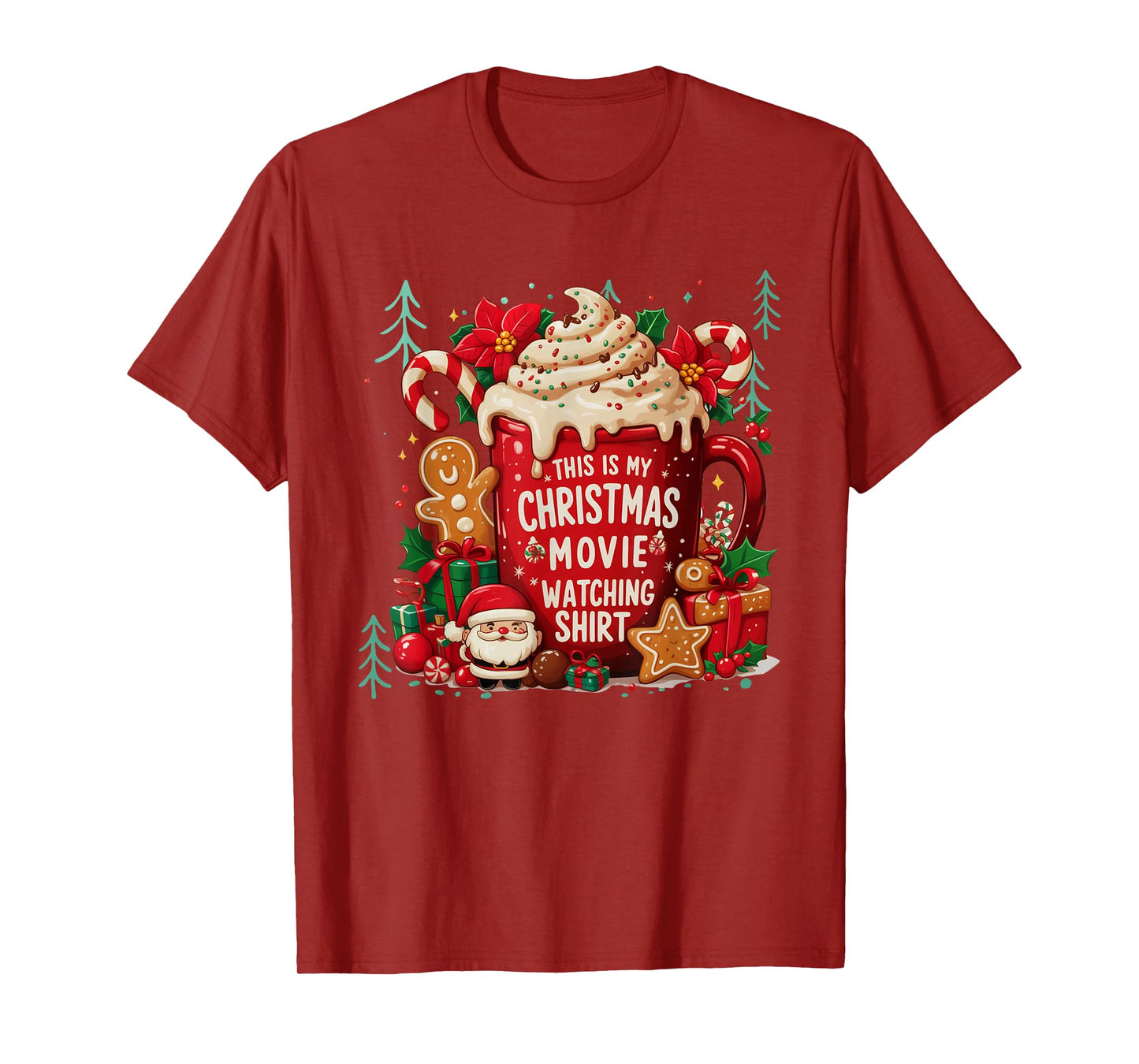 This is My Christmas Movie Watching Shirt Latte Santa Family T-Shirt