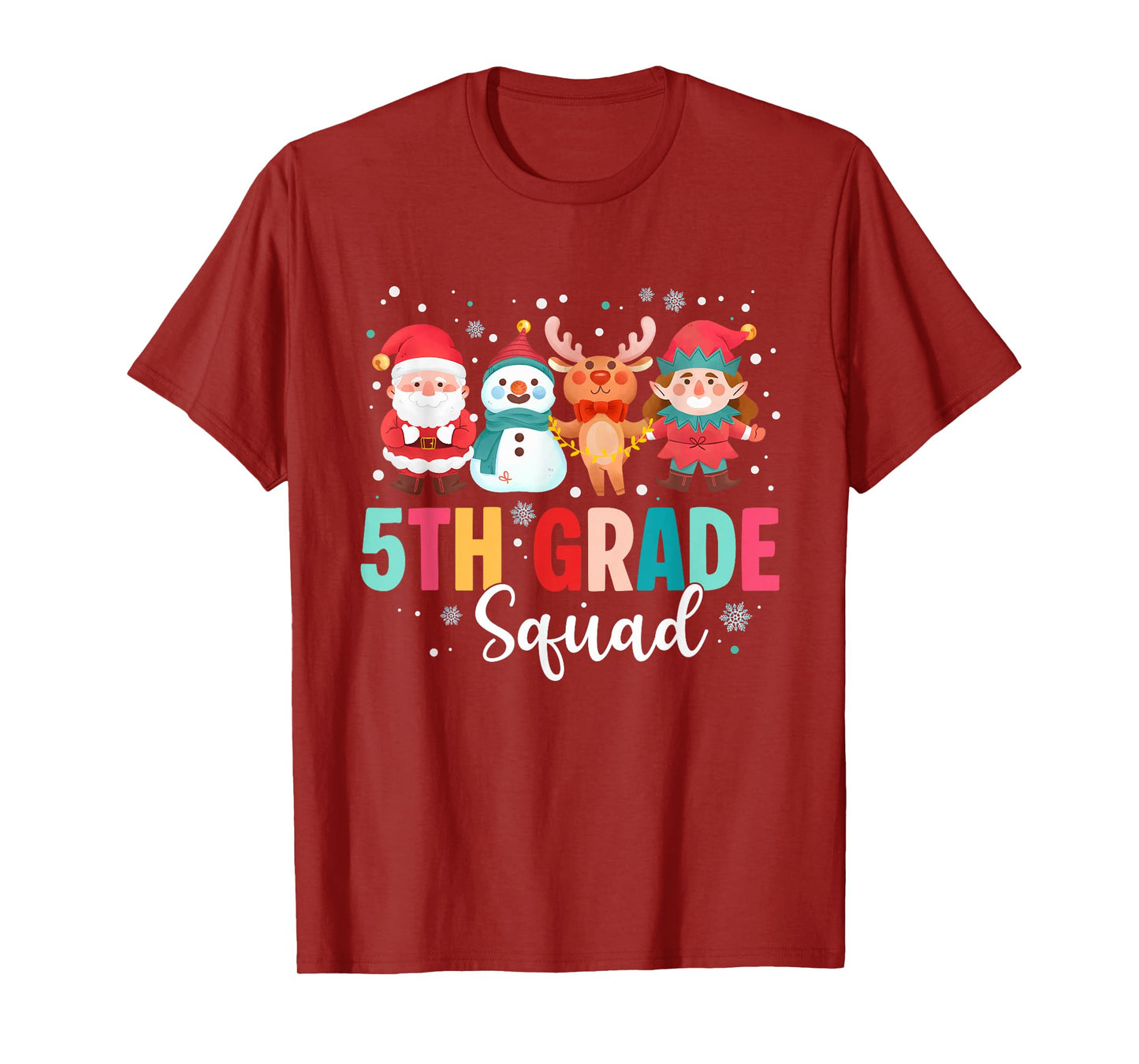 5th Grade Squad Christmas Teacher Santa Reindeer Snowman T-Shirt