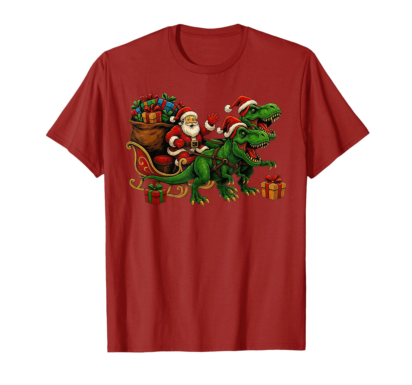 Santa Claus T-Rex Dinosaur Christmas Dino T-Shirt