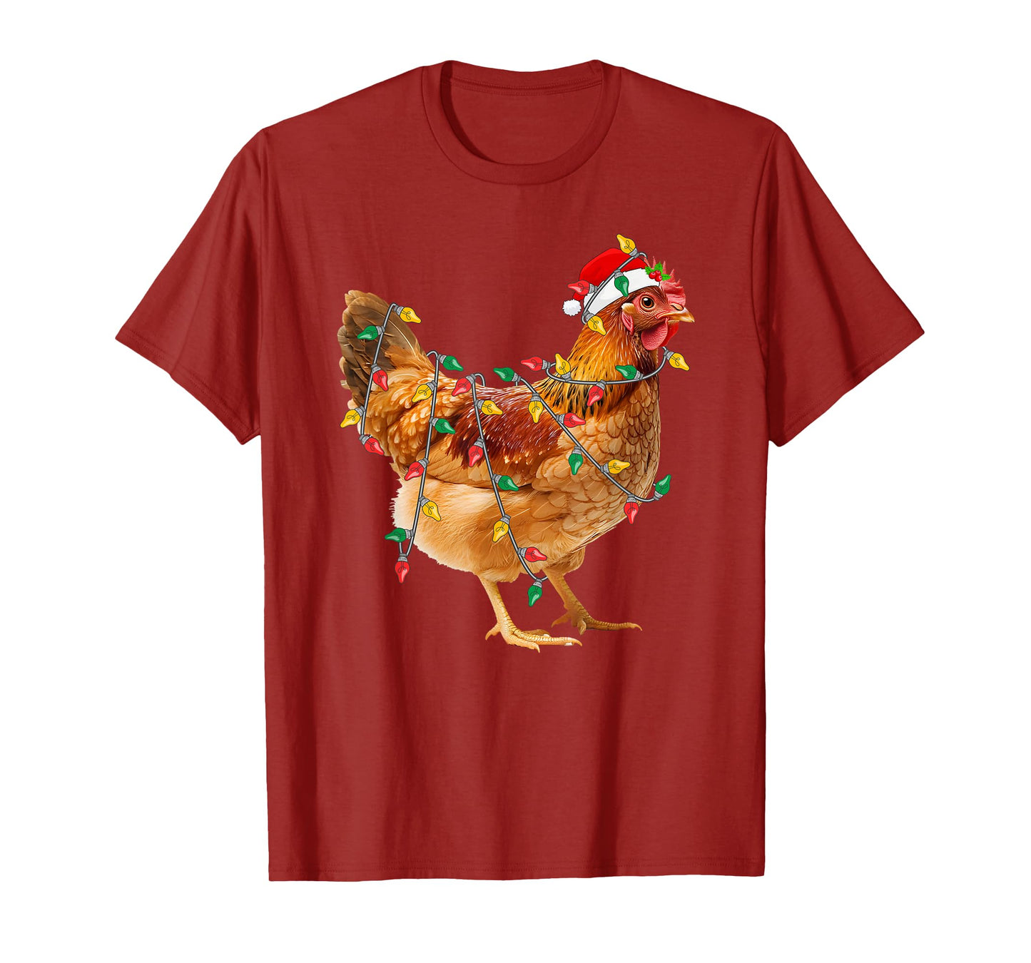 Chicken Christmas Lights Santa Farm Animal Chicken Xmas T-Shirt