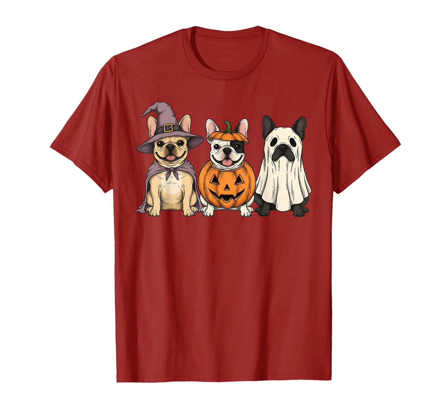 Spooky Ghost French Bulldog Pumpkin Halloween Dog Lover T-Shirt